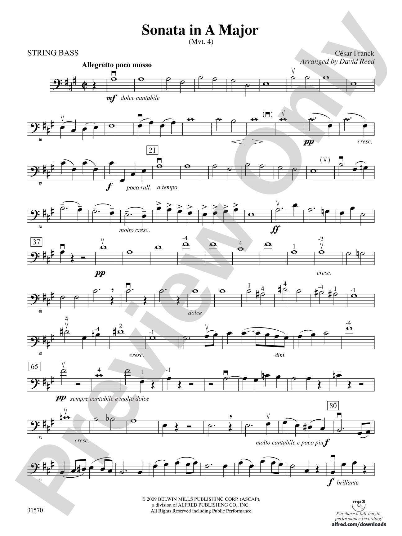 Sonata in A Major (Mvt. 4): String Bass