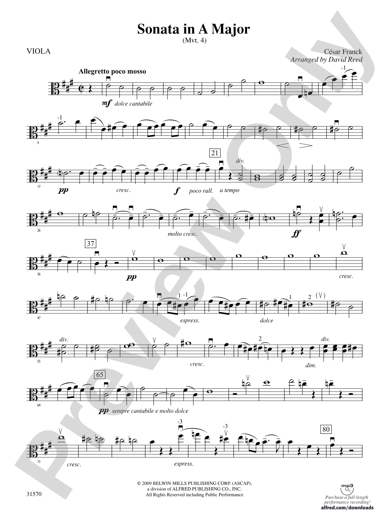 Sonata in A Major (Mvt. 4): Viola