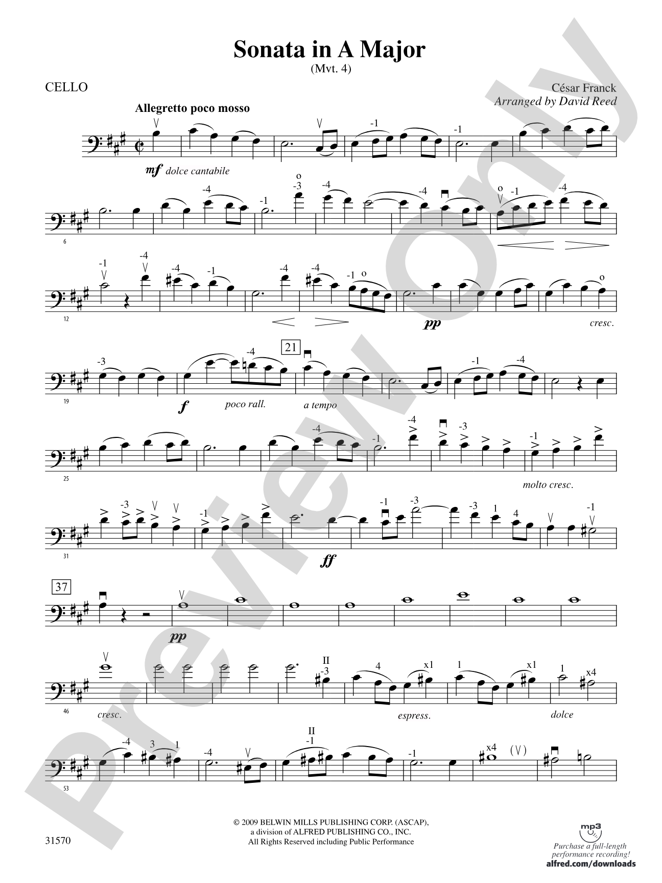 Sonata in A Major (Mvt. 4): Cello