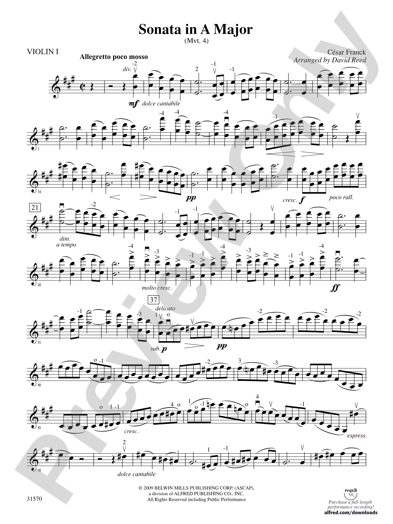 Sonata in A Major (Mvt. 4): 1st Violin