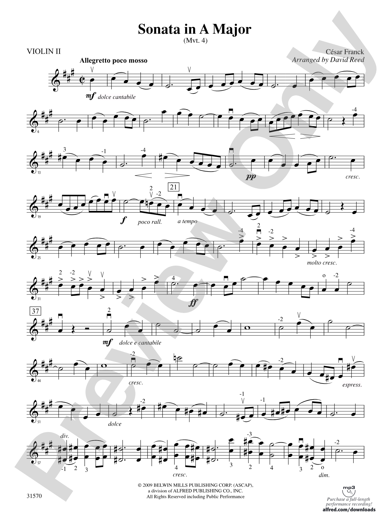 Sonata in A Major (Mvt. 4): 2nd Violin