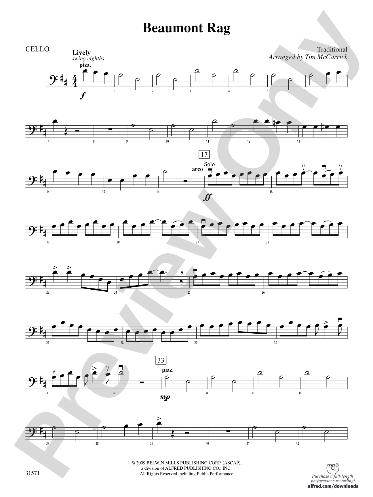 Beaumont Rag: Cello