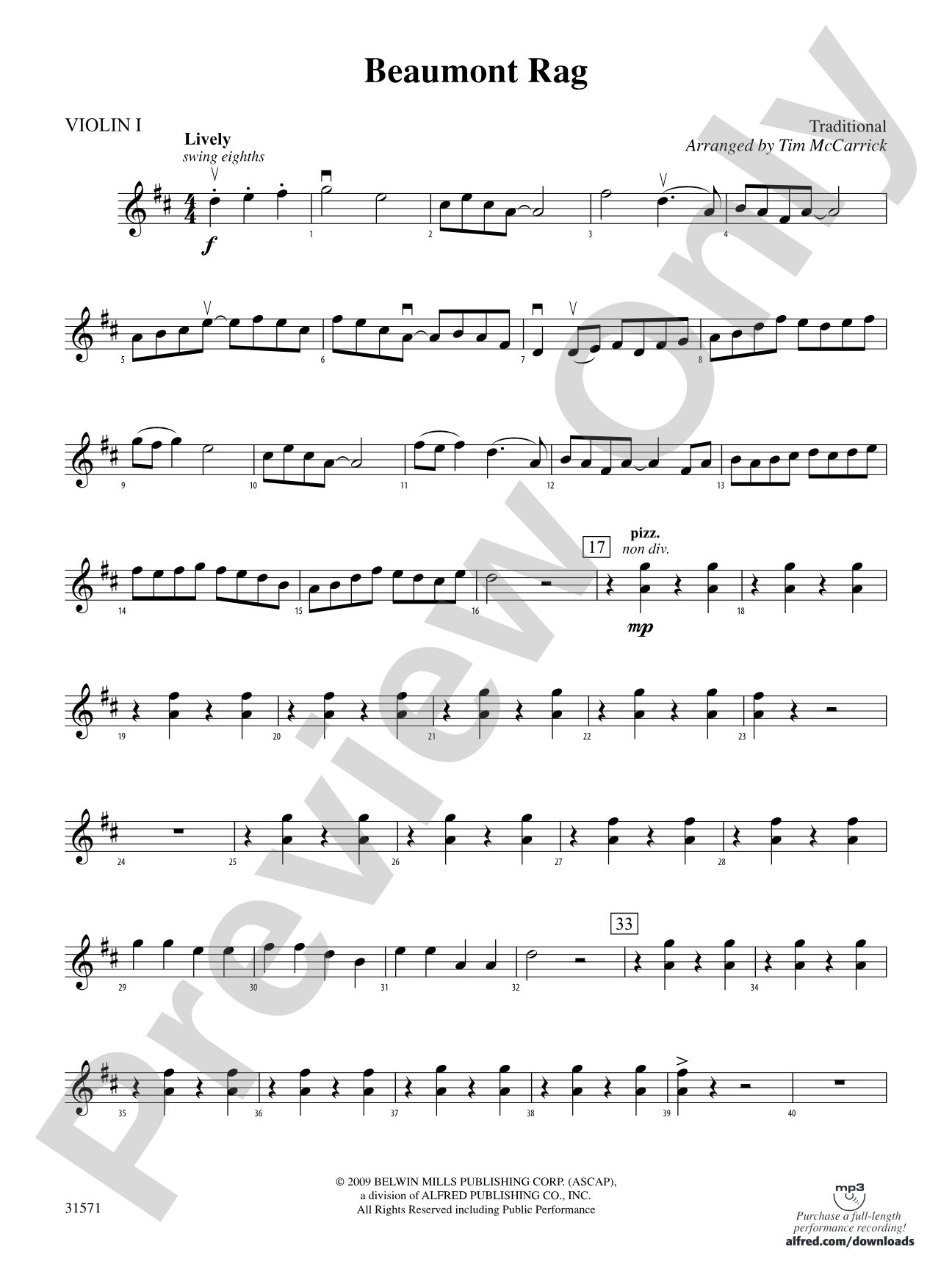Beaumont Rag: 1st Violin