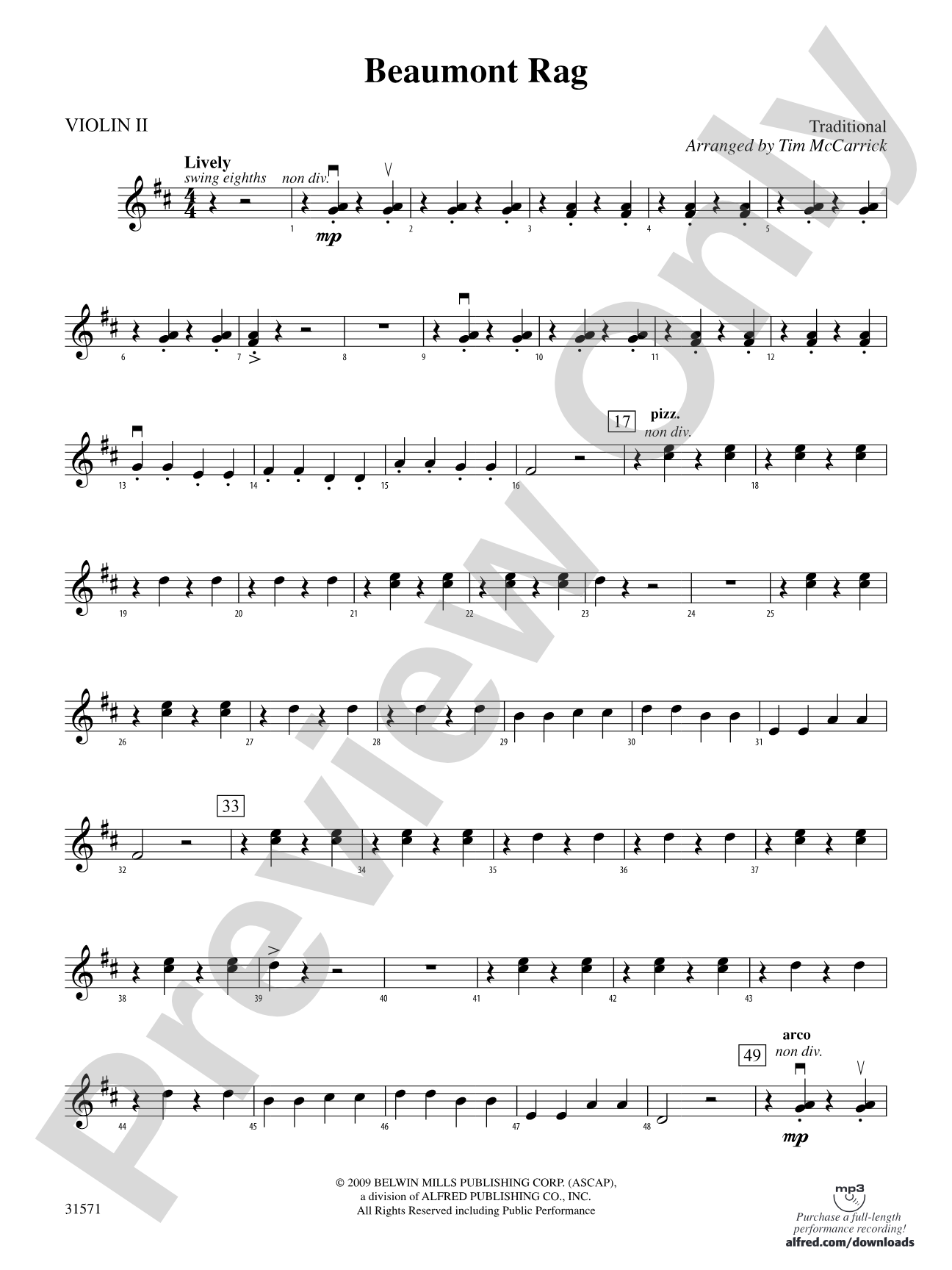 Beaumont Rag: 2nd Violin