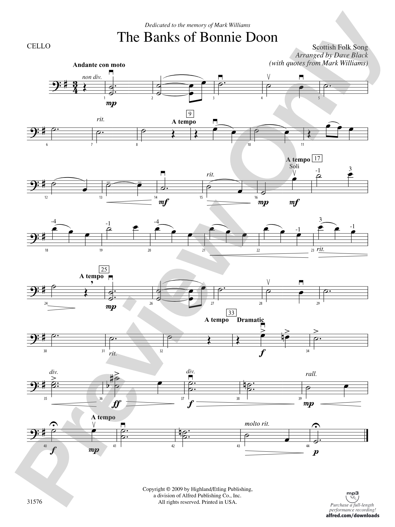 The Banks of Bonnie Doon: Cello