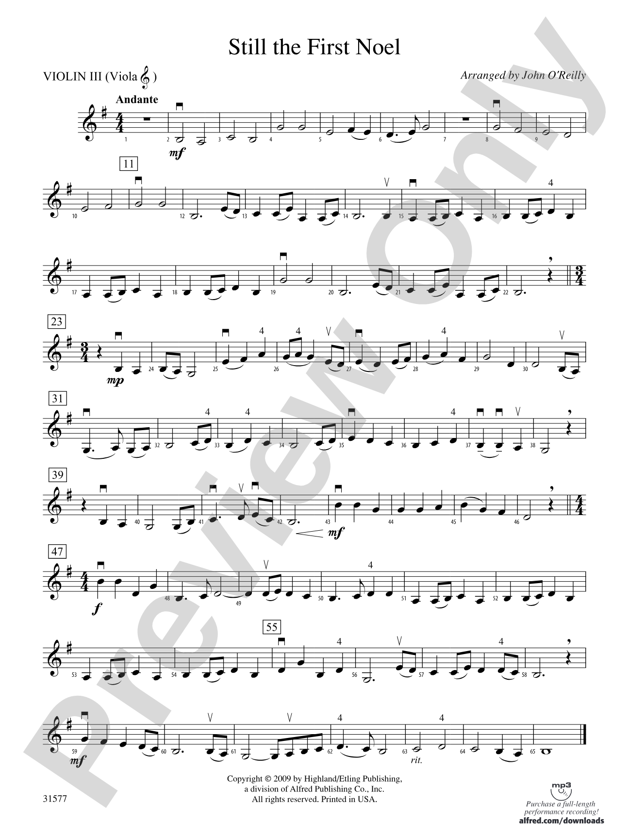 Still the First Noel: 3rd Violin (Viola [TC])