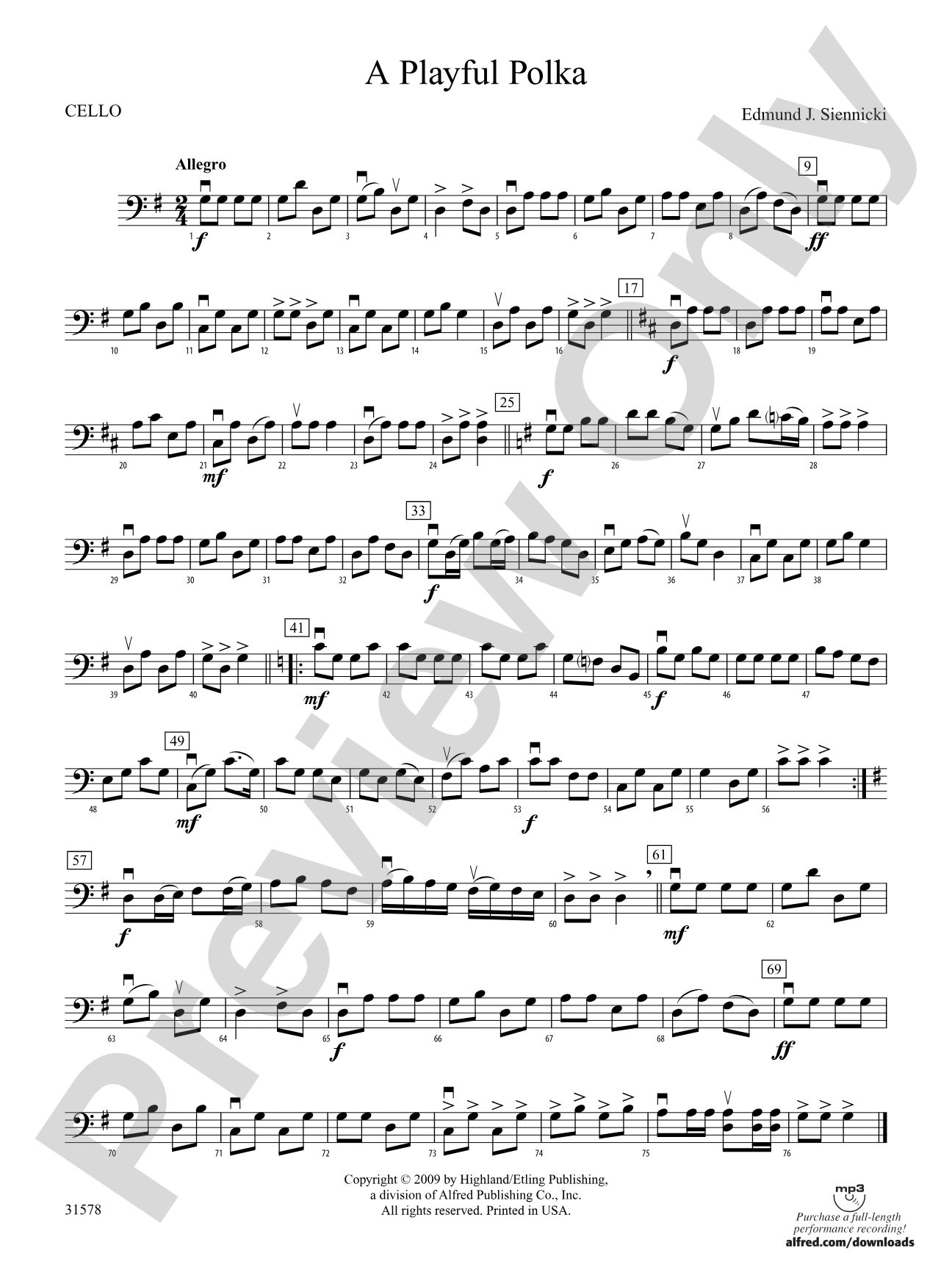 A Playful Polka: Cello