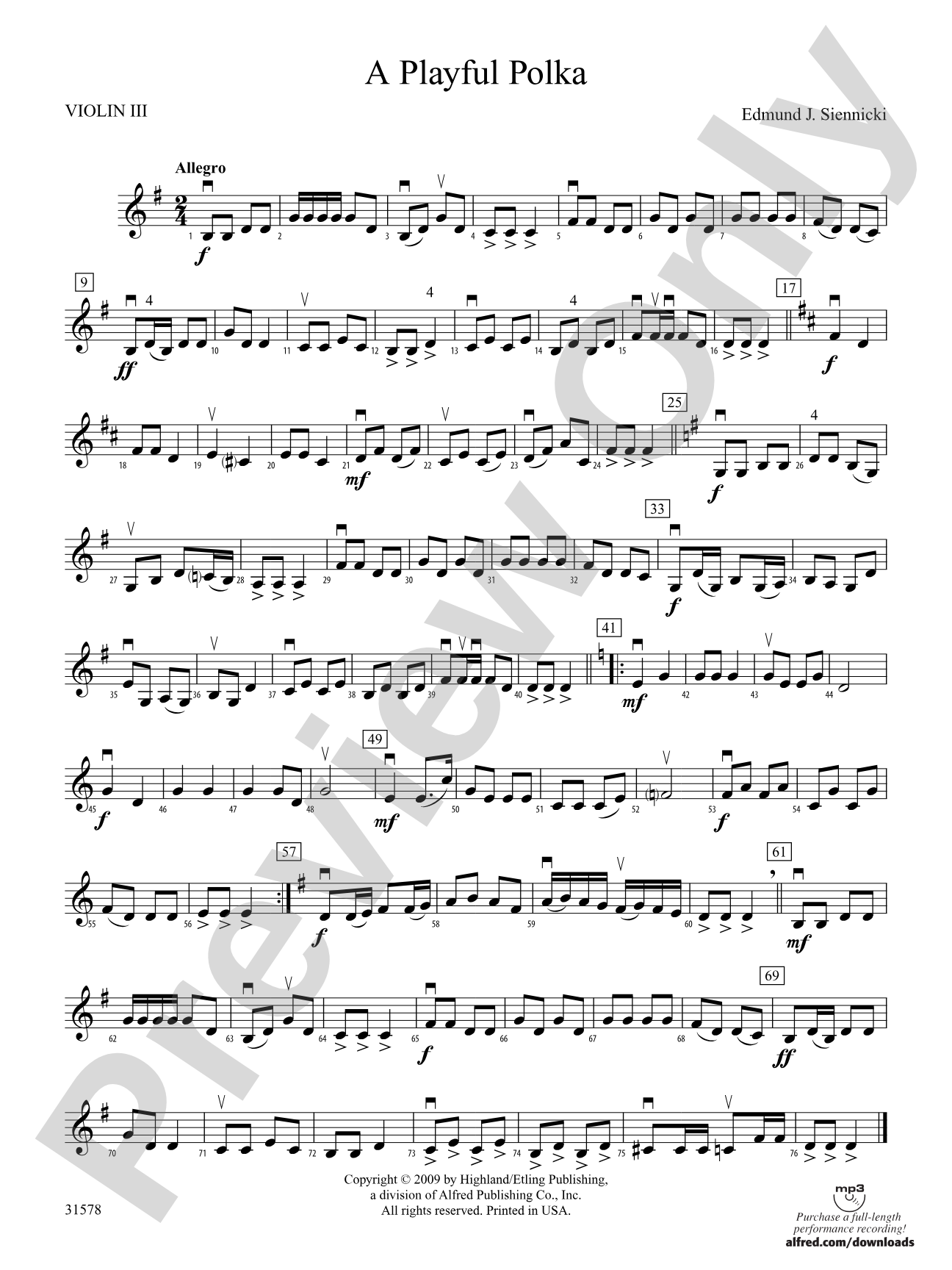 A Playful Polka: 3rd Violin (Viola [TC])