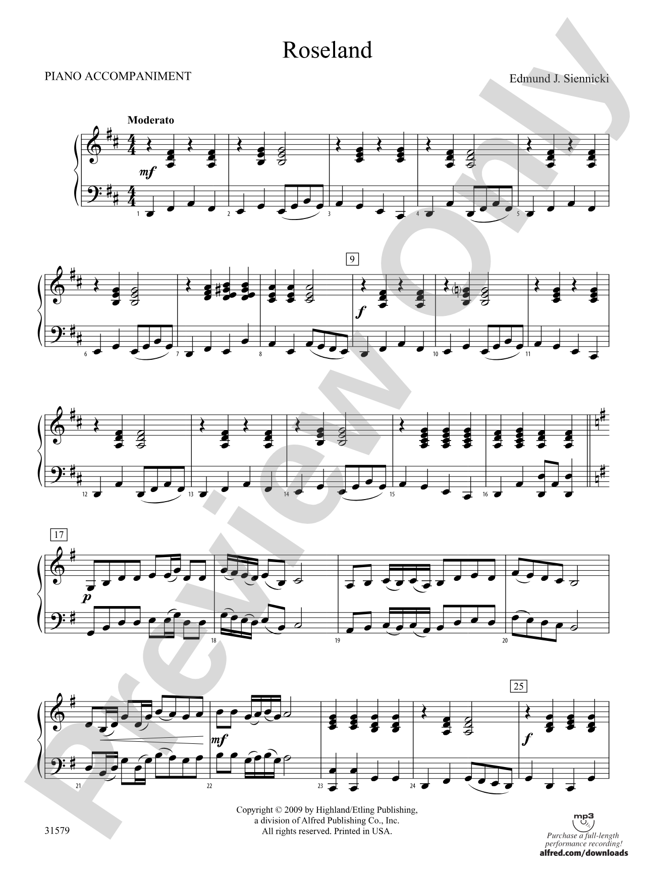 Roseland: Piano Accompaniment