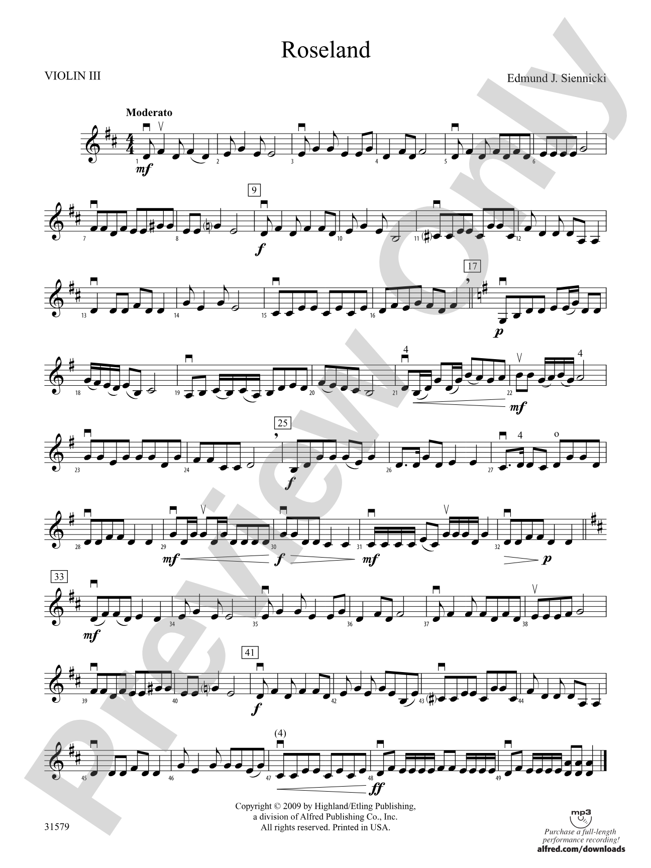 Roseland: 3rd Violin (Viola [TC])