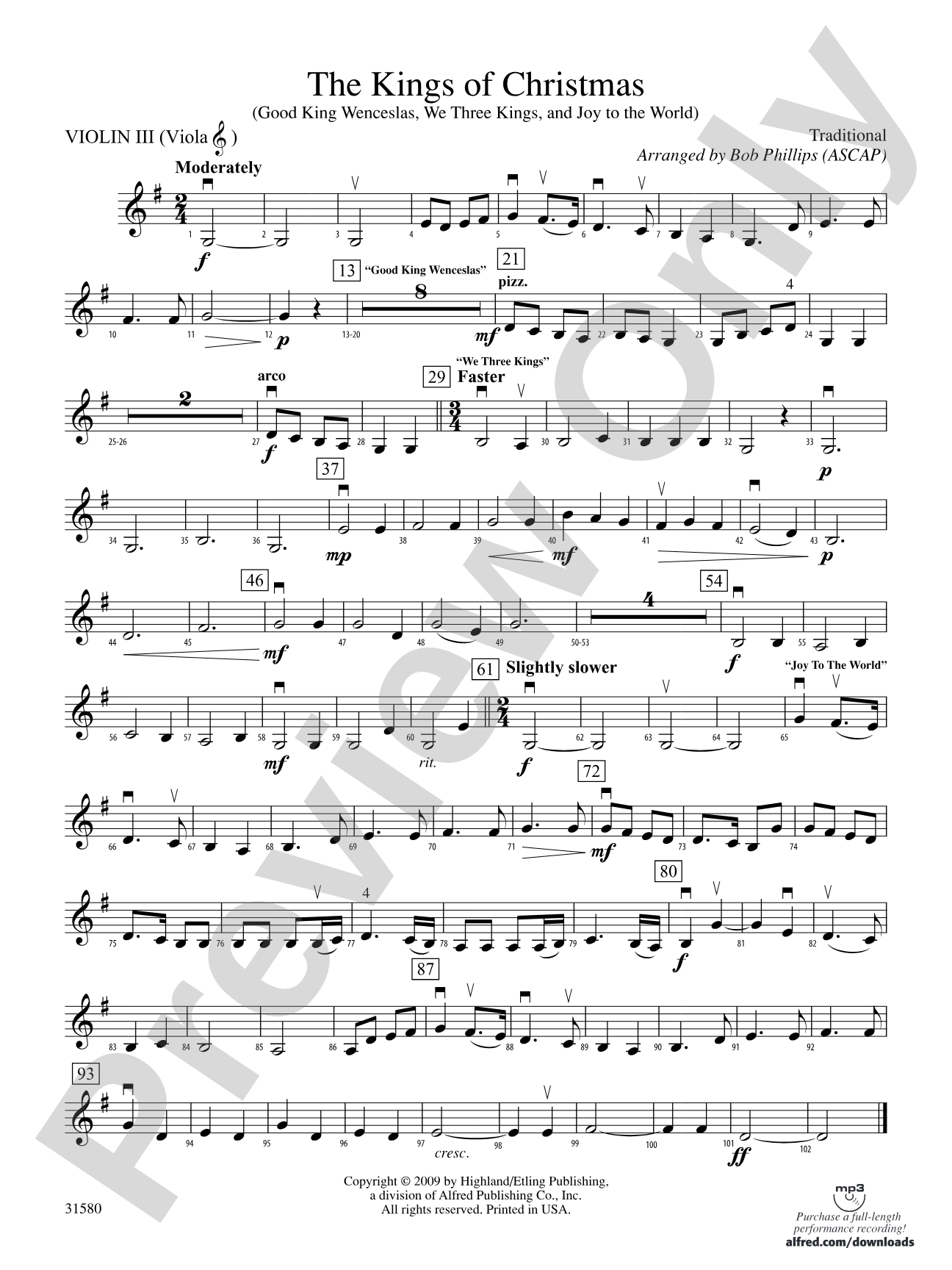 The Kings of Christmas: 3rd Violin (Viola [TC])