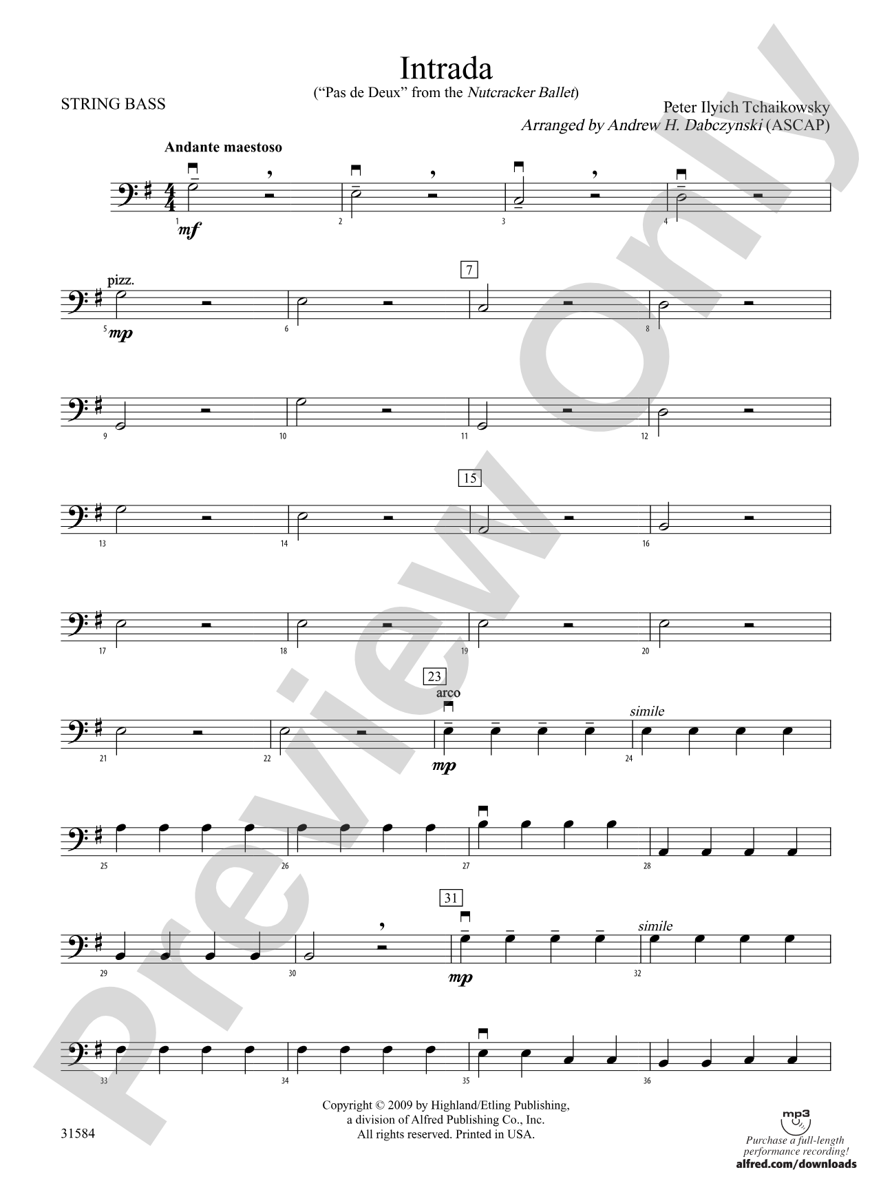 Intrada (Pas de Deux from the Nutcracker Ballet): String Bass