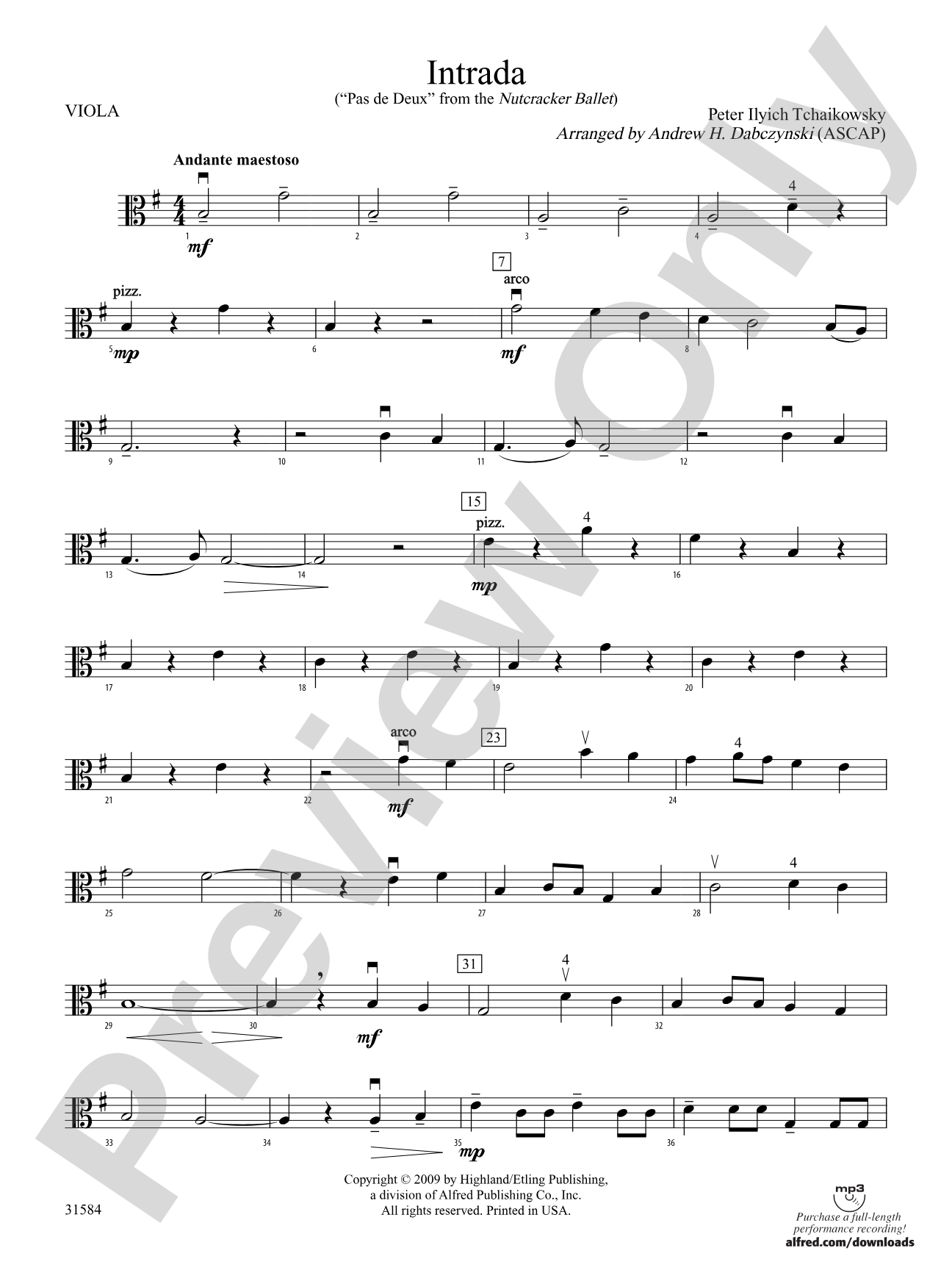 Intrada (Pas de Deux from the Nutcracker Ballet): Viola