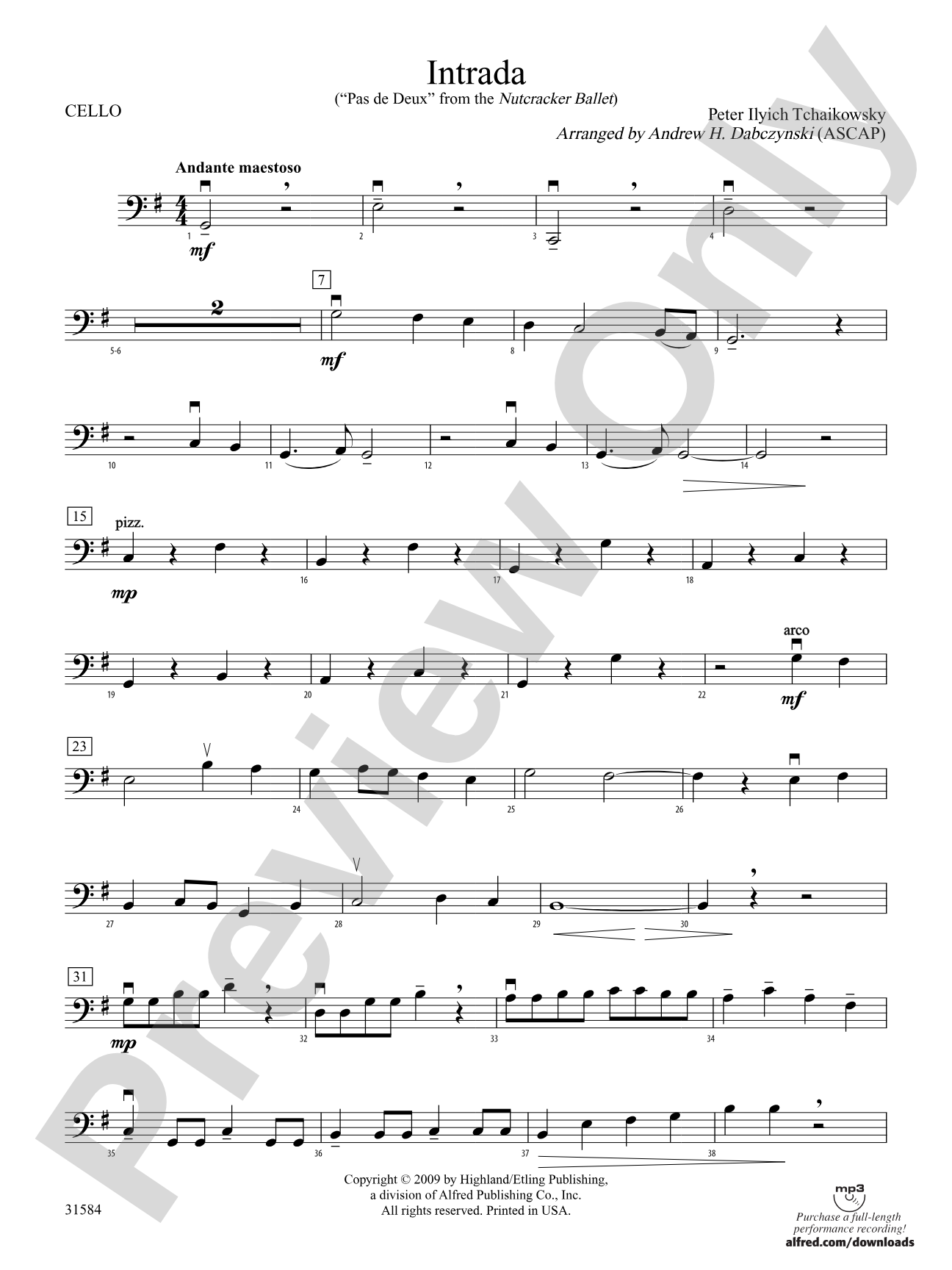 Intrada (Pas de Deux from the Nutcracker Ballet): Cello