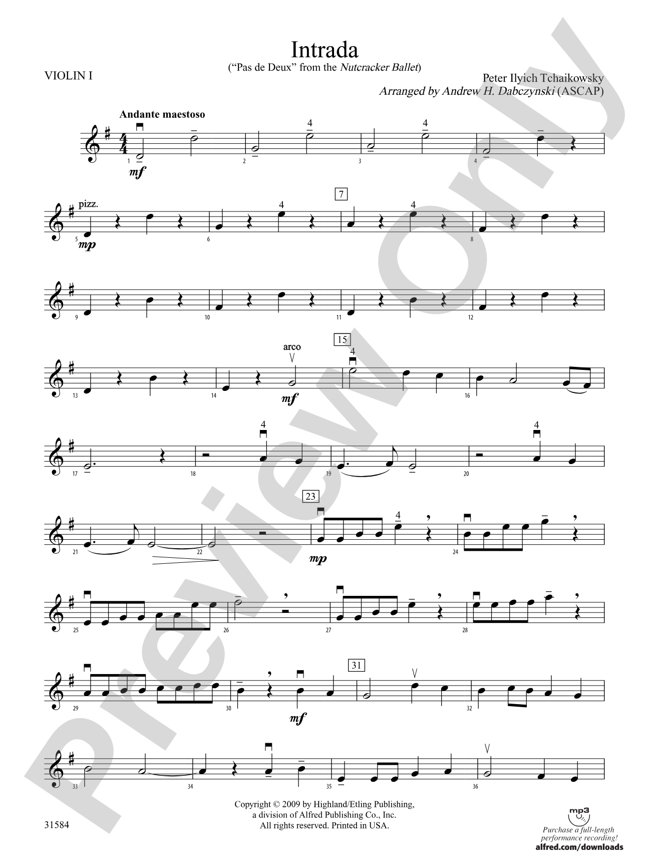 Intrada (Pas de Deux from the Nutcracker Ballet): 1st Violin