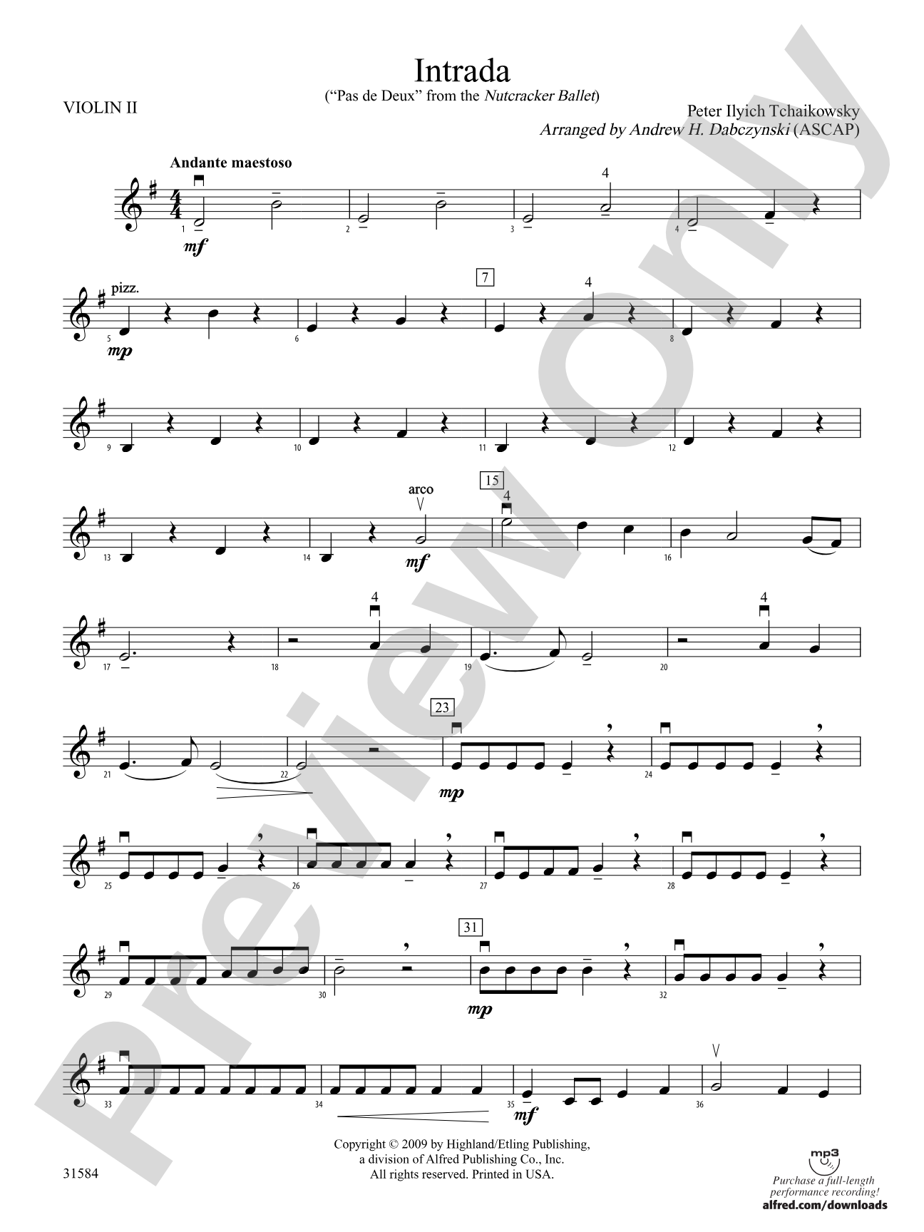 Intrada (Pas de Deux from the Nutcracker Ballet): 2nd Violin