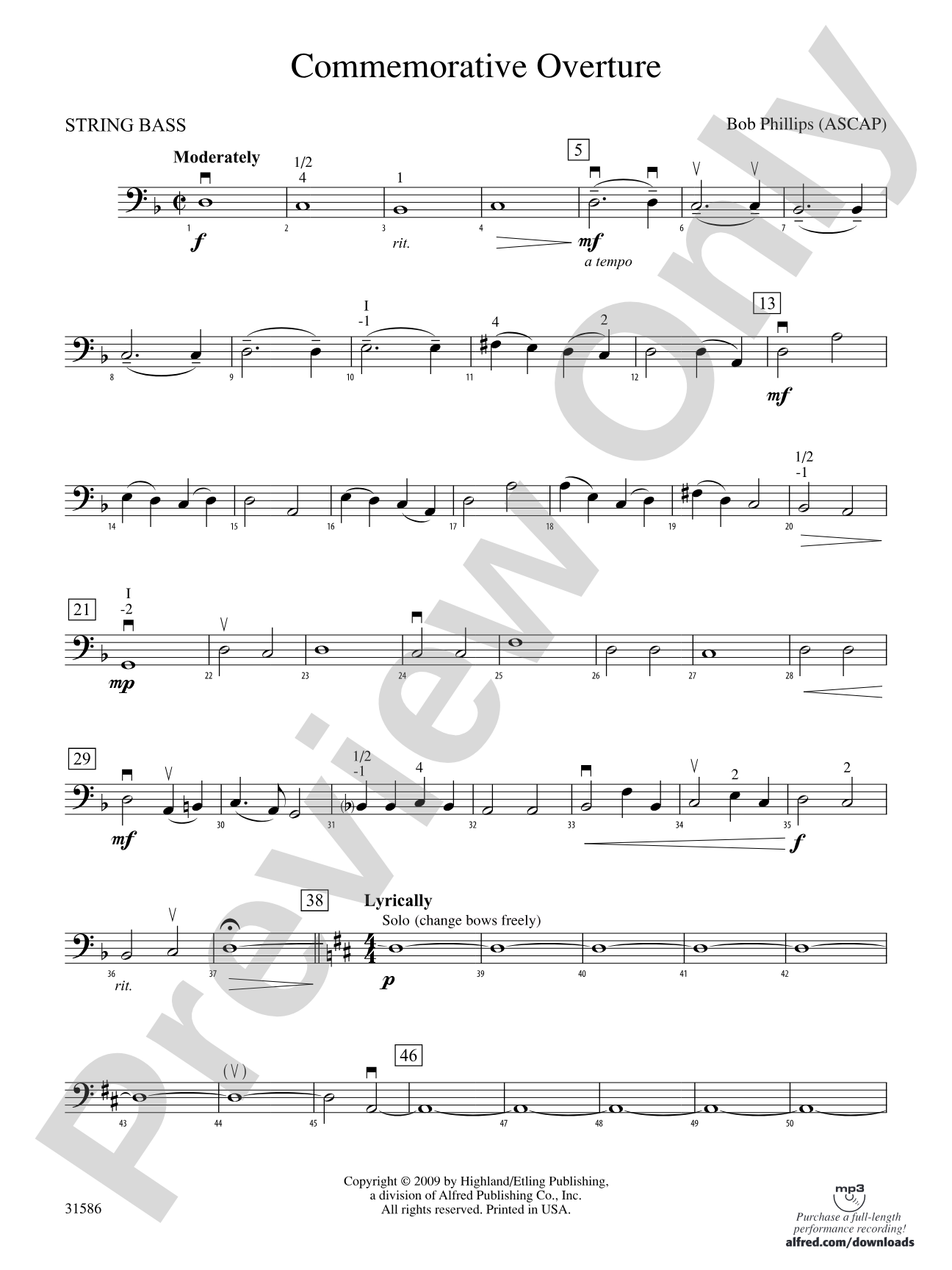 Commemorative Overture: String Bass