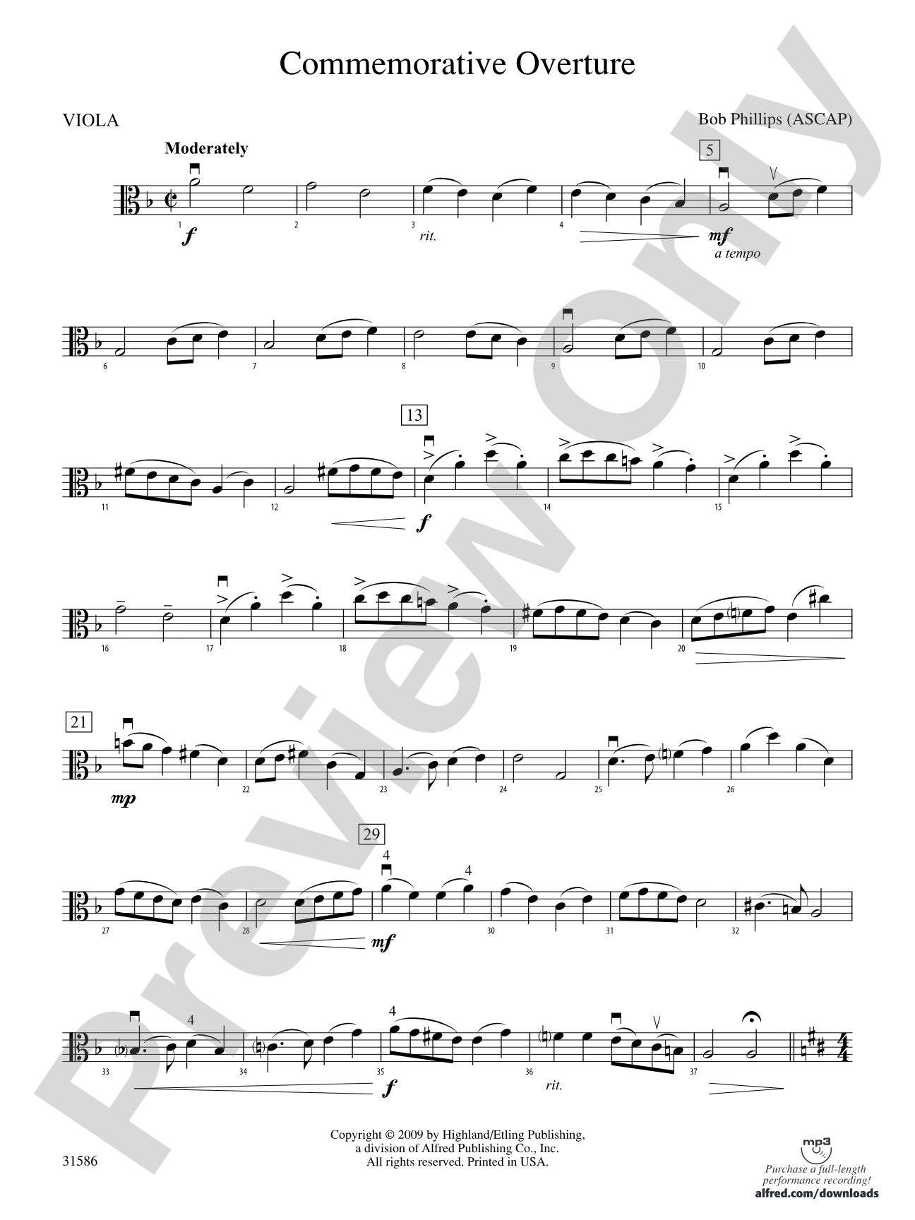 Commemorative Overture: Viola