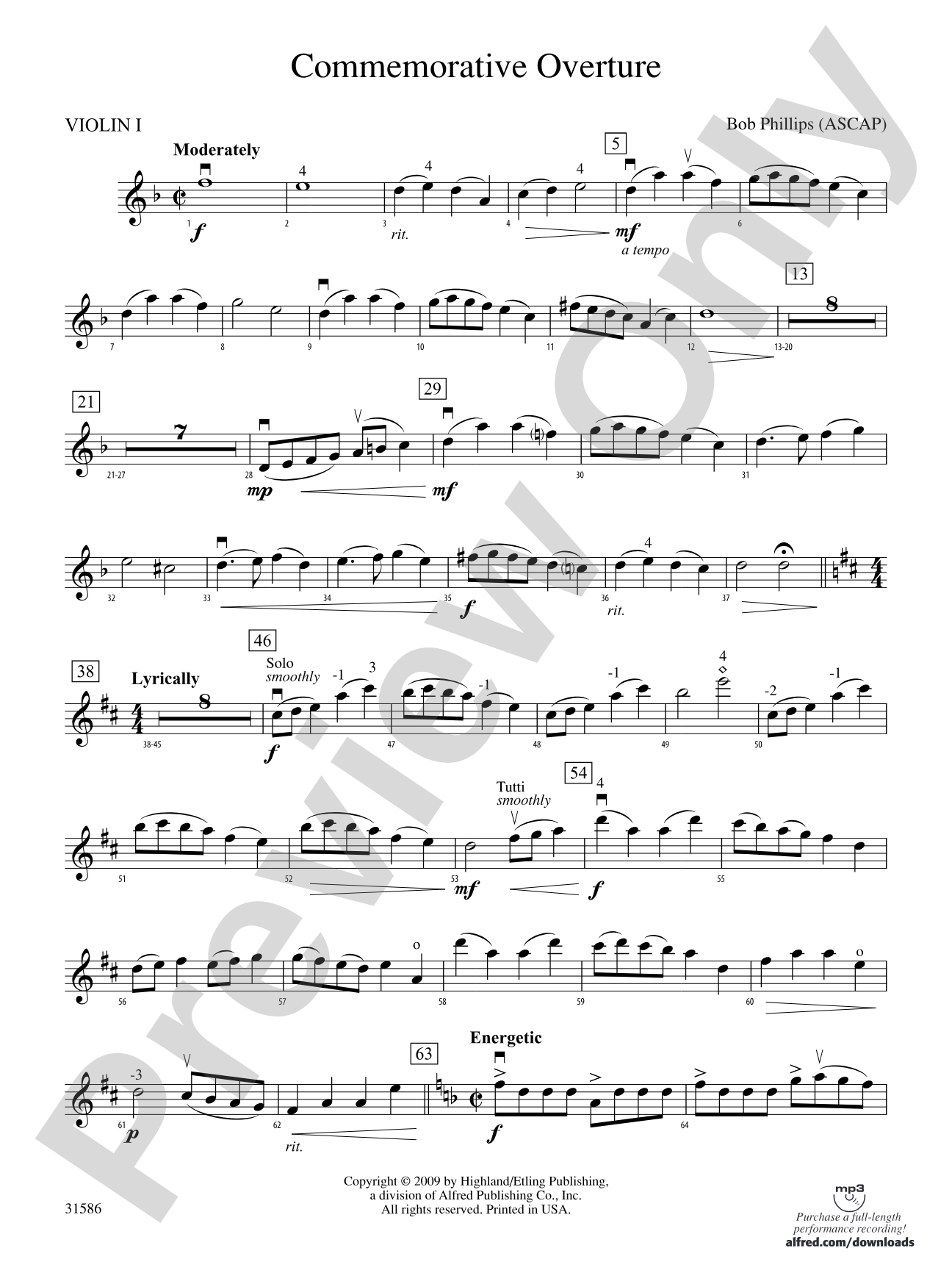 Commemorative Overture: 1st Violin