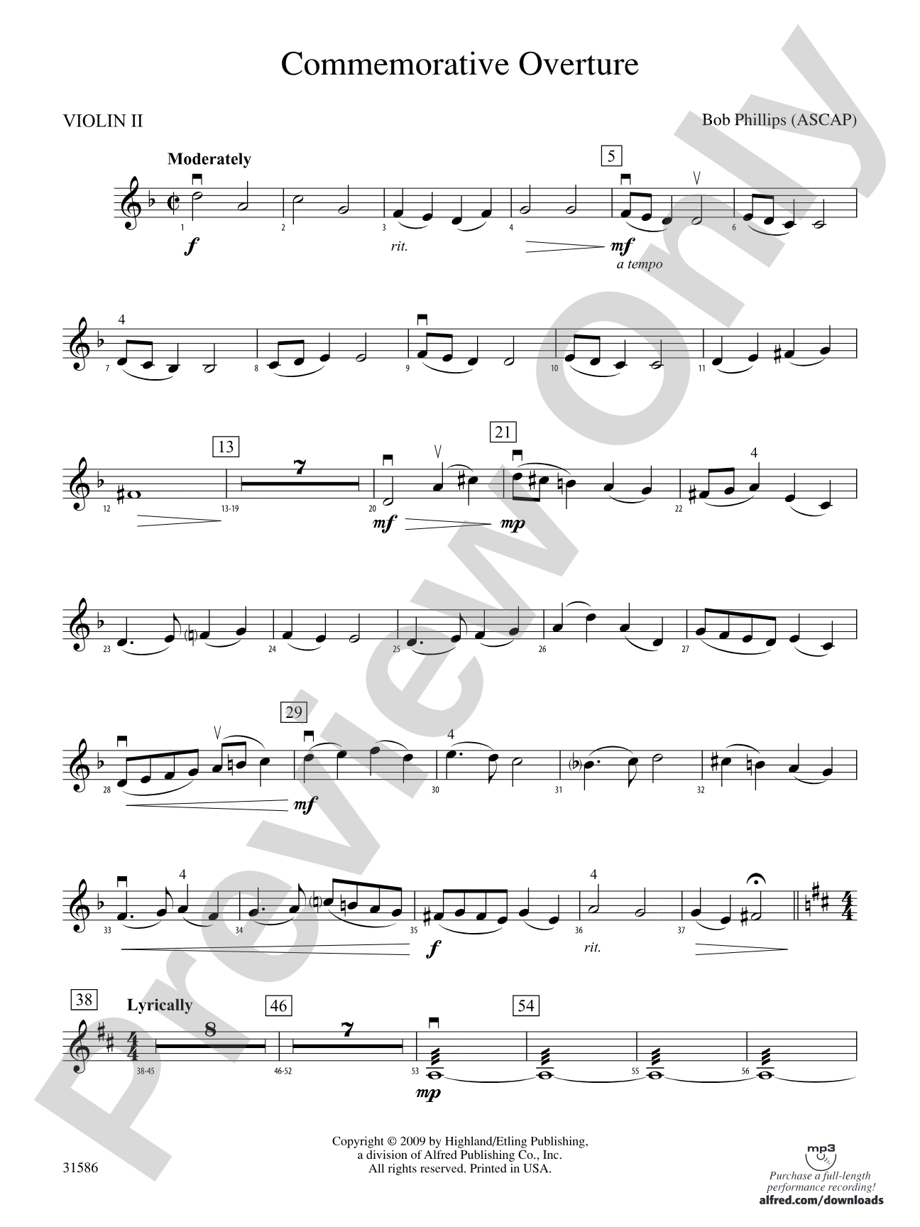 Commemorative Overture: 2nd Violin