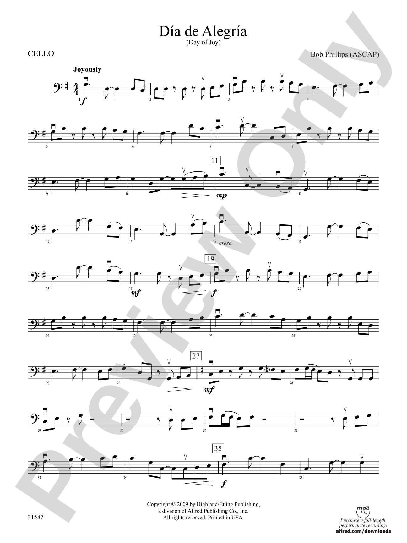 Día de Alegría (Day of Joy): Cello