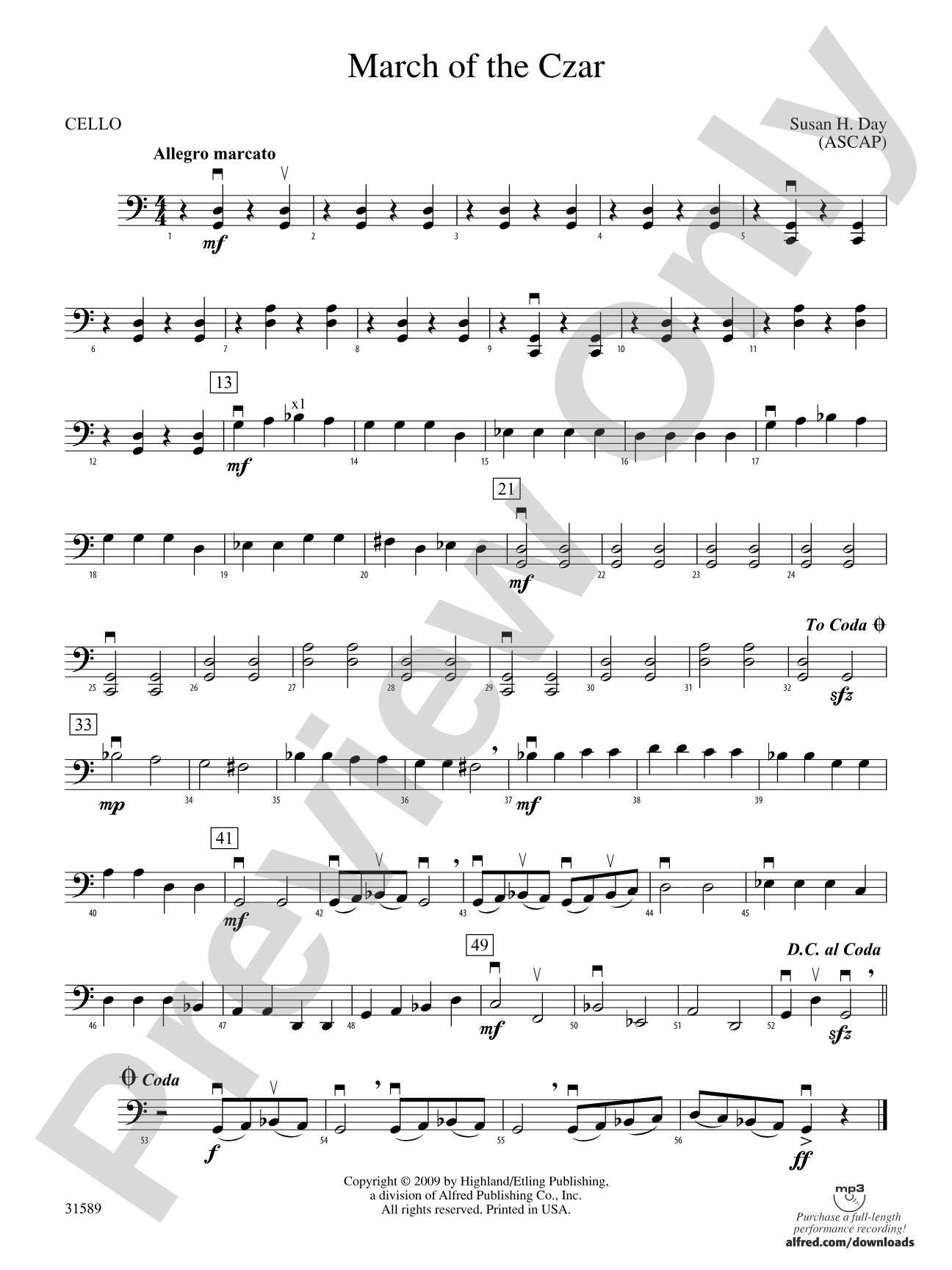 March of the Czar: Cello