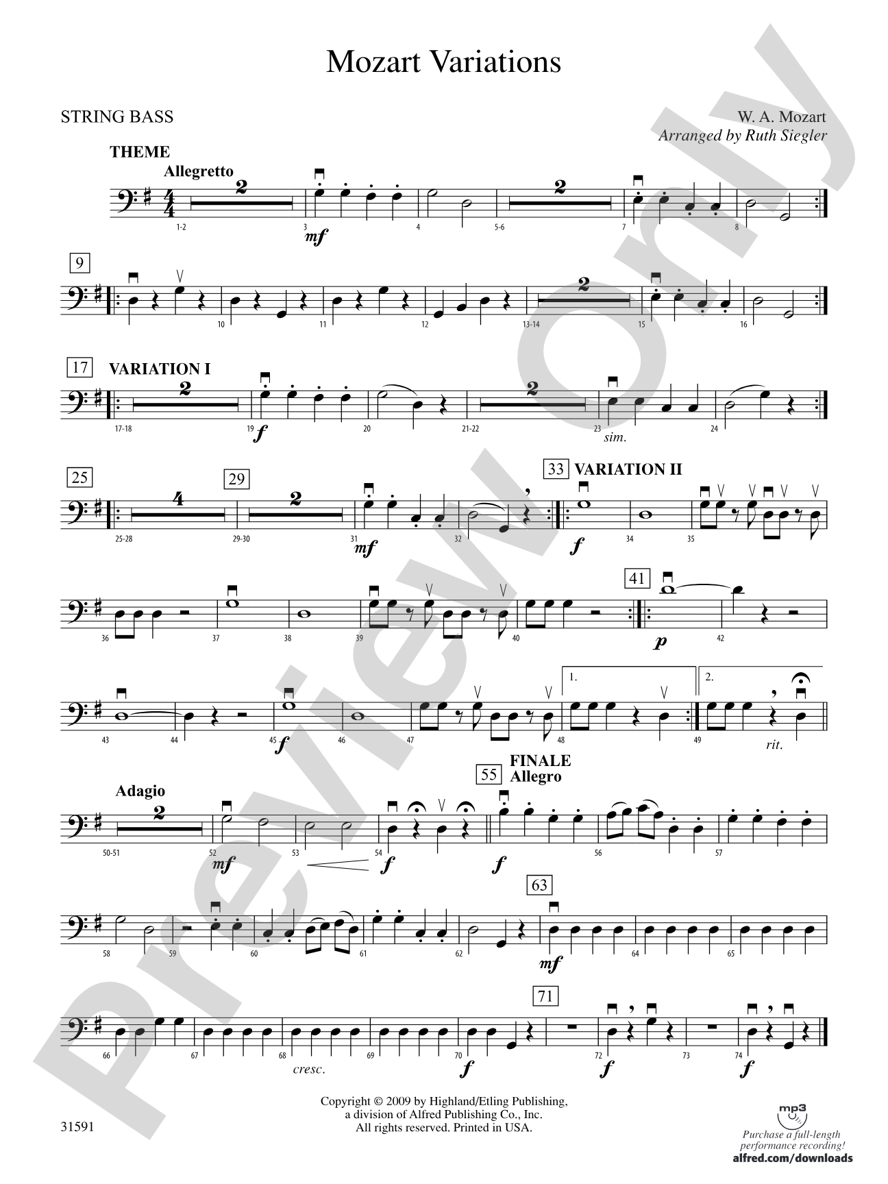 Mozart Variations: String Bass