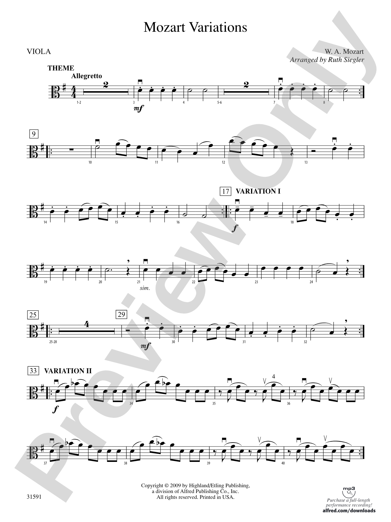 Mozart Variations: Viola
