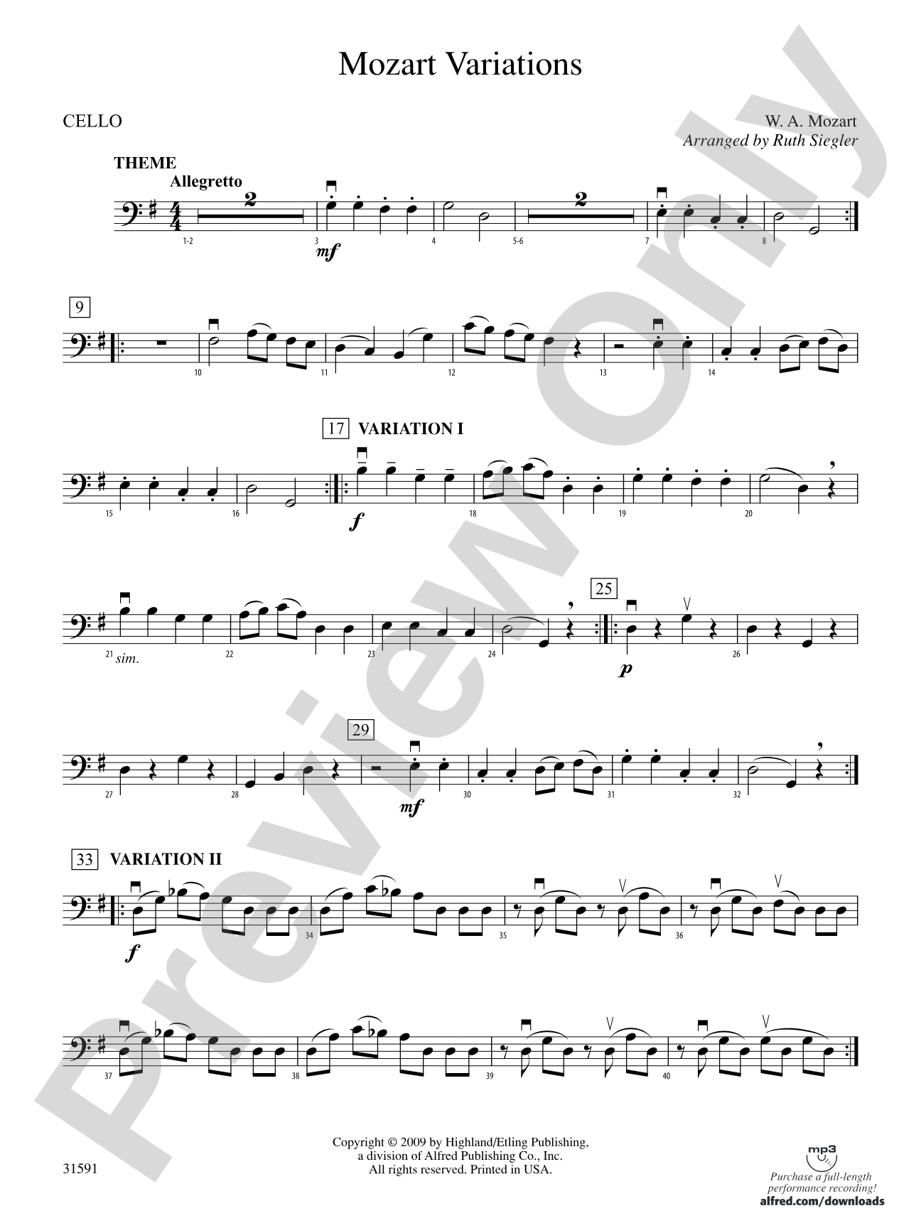 Mozart Variations: Cello