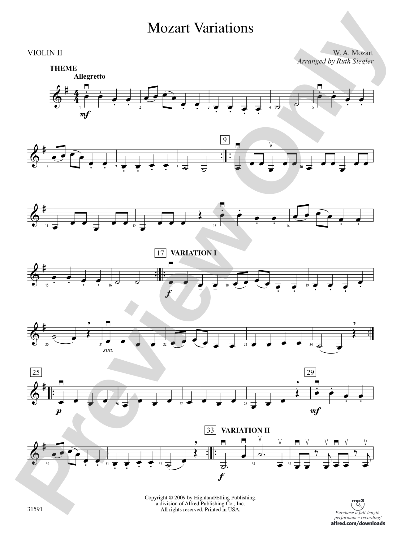 Mozart Variations: 2nd Violin