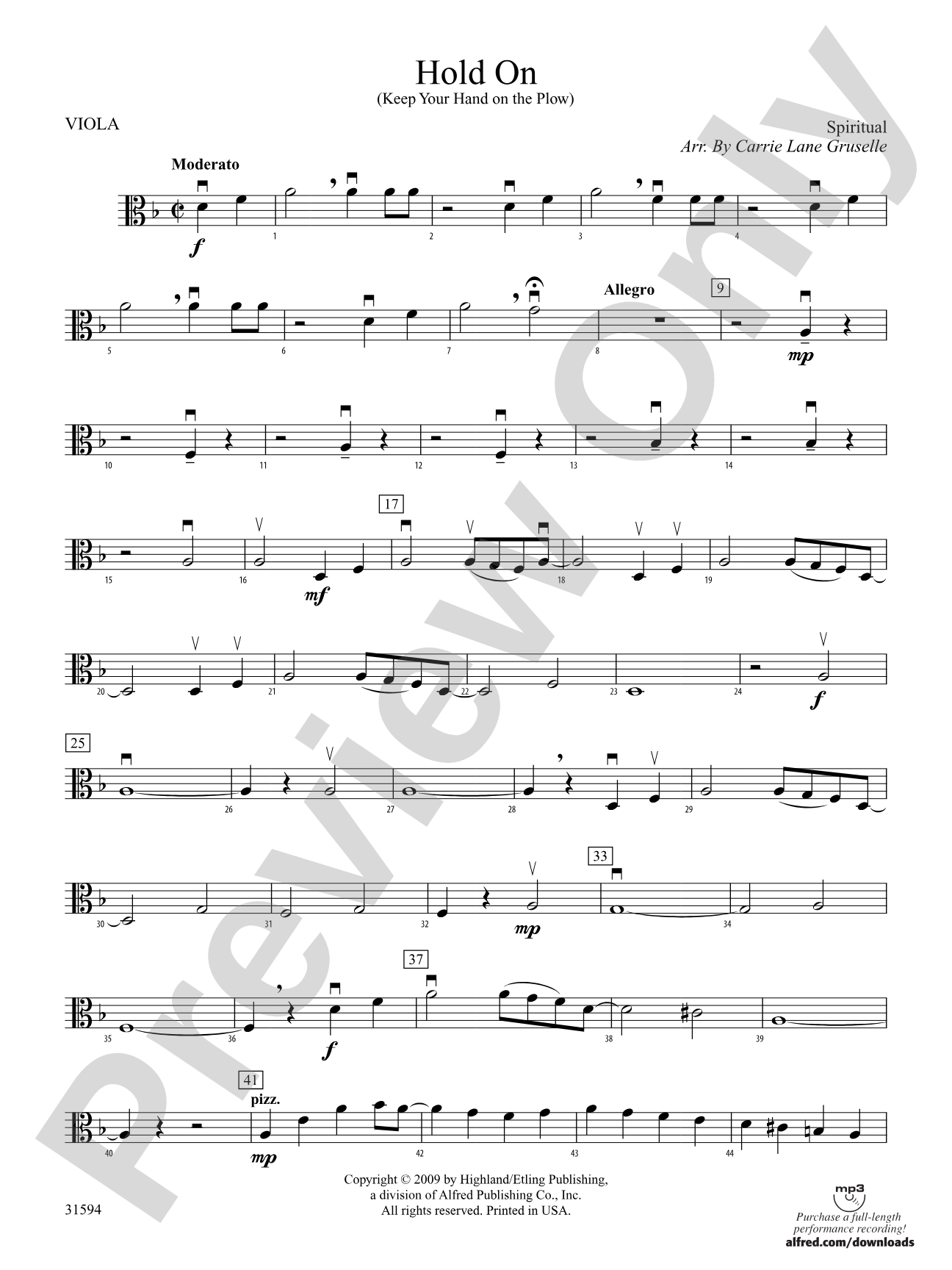Hold On (Keep Your Hand on the Plow): Viola