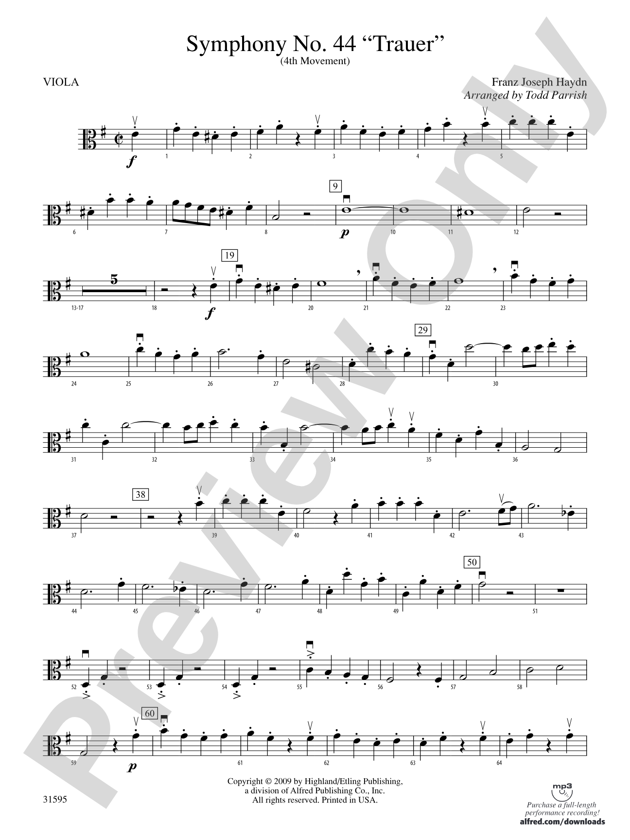 Symphony No. 44 "Trauer" (4th Movement): Viola