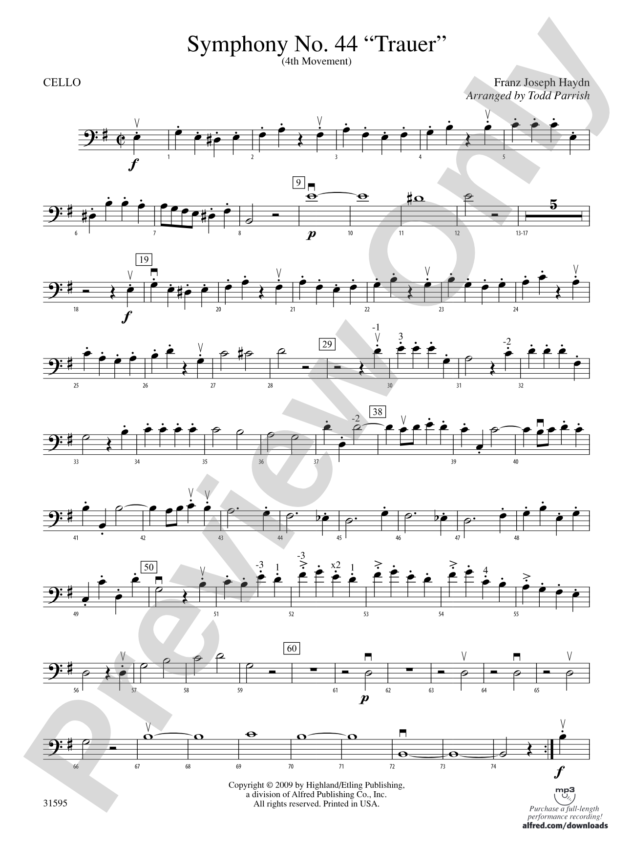 Symphony No. 44 "Trauer" (4th Movement): Cello