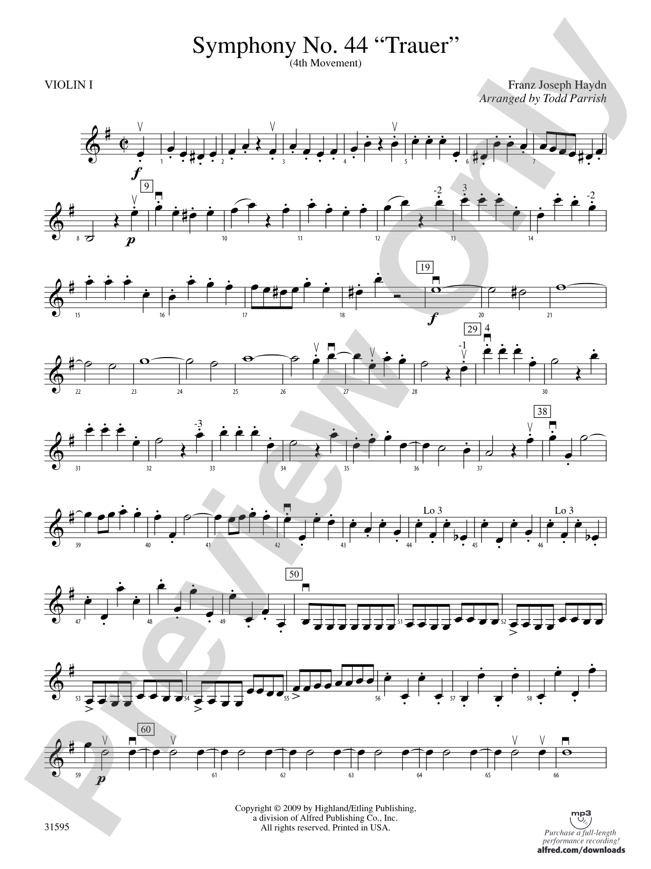 Symphony No. 44 "Trauer" (4th Movement): 1st Violin