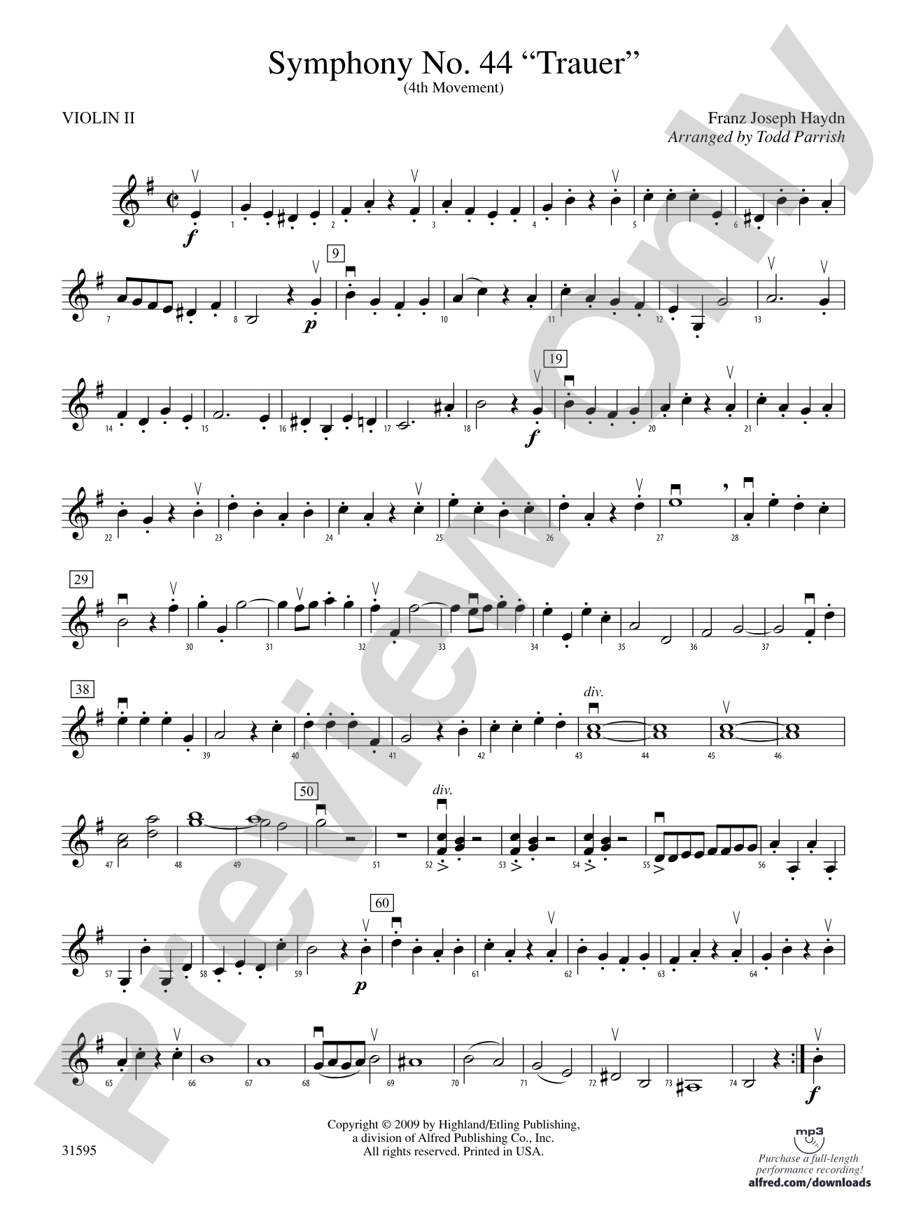 Symphony No. 44 "Trauer" (4th Movement): 2nd Violin