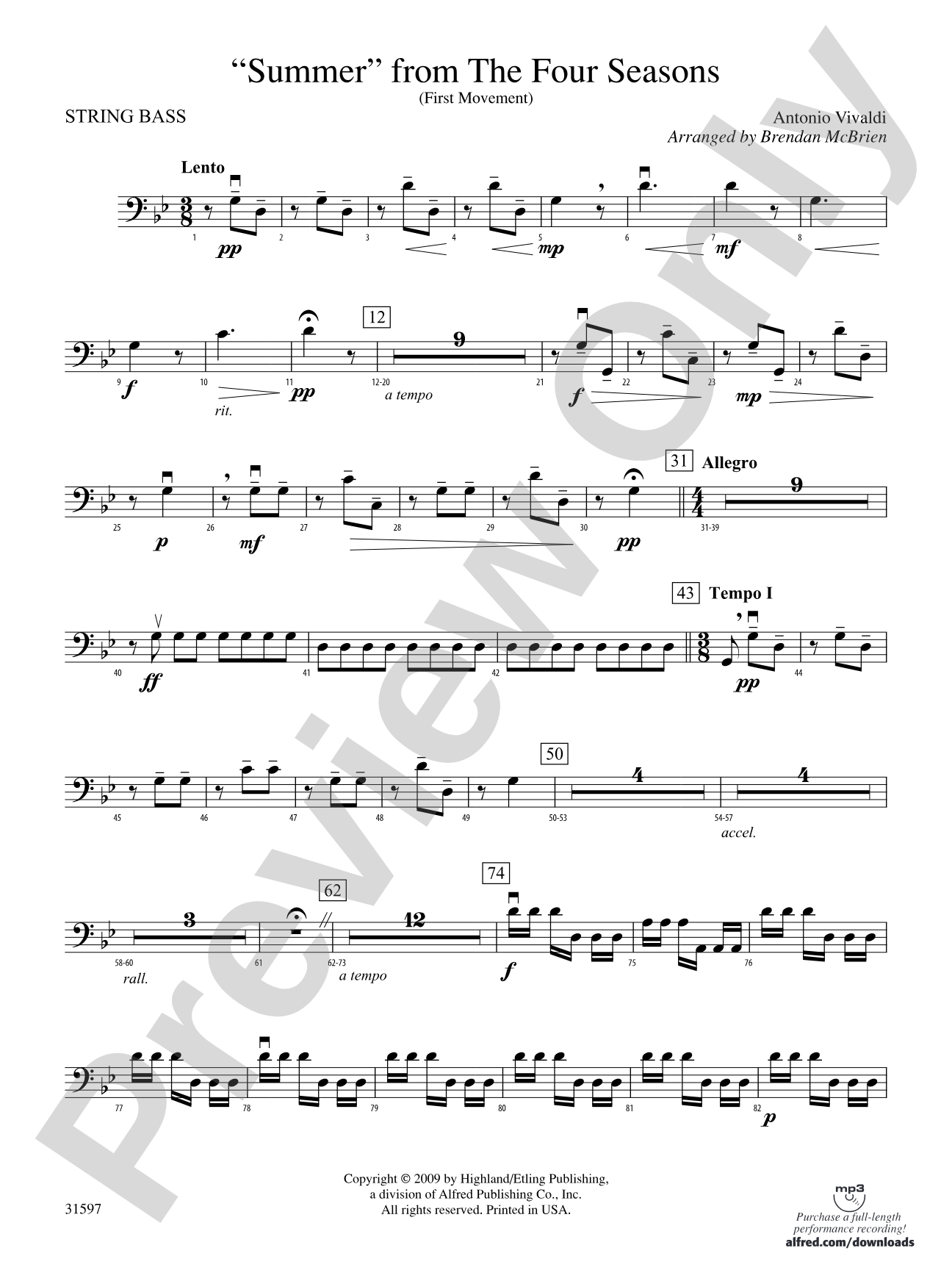 "Summer" from The Four Seasons: String Bass