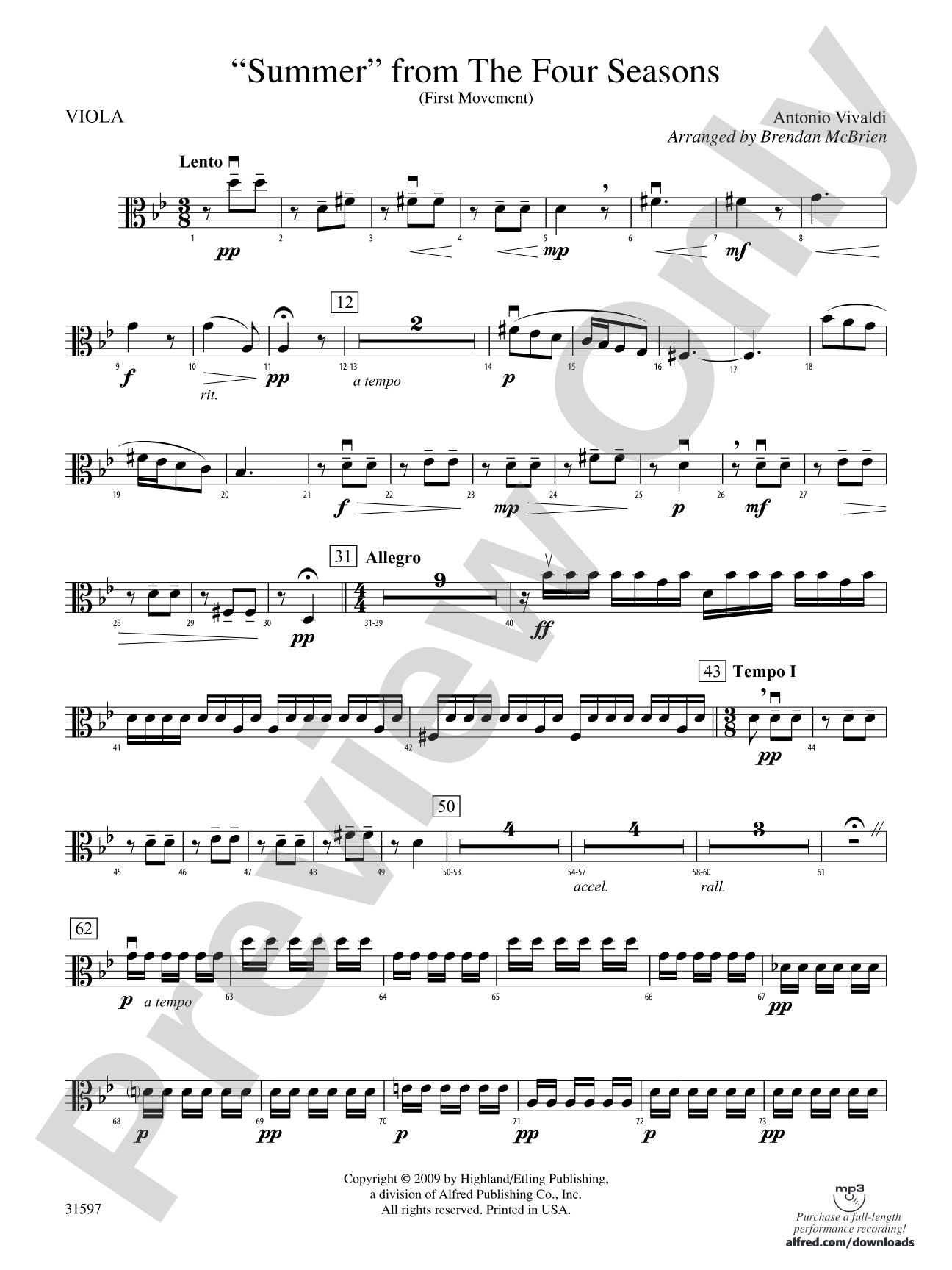 "Summer" from The Four Seasons: Viola