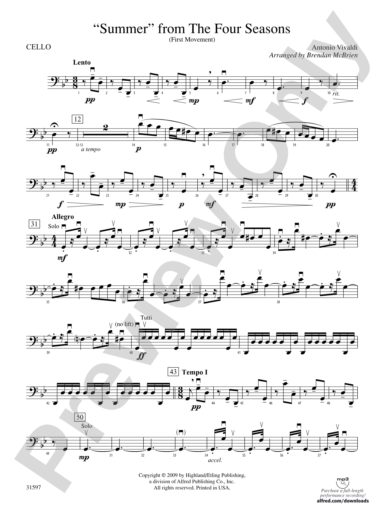 "Summer" from The Four Seasons: Cello