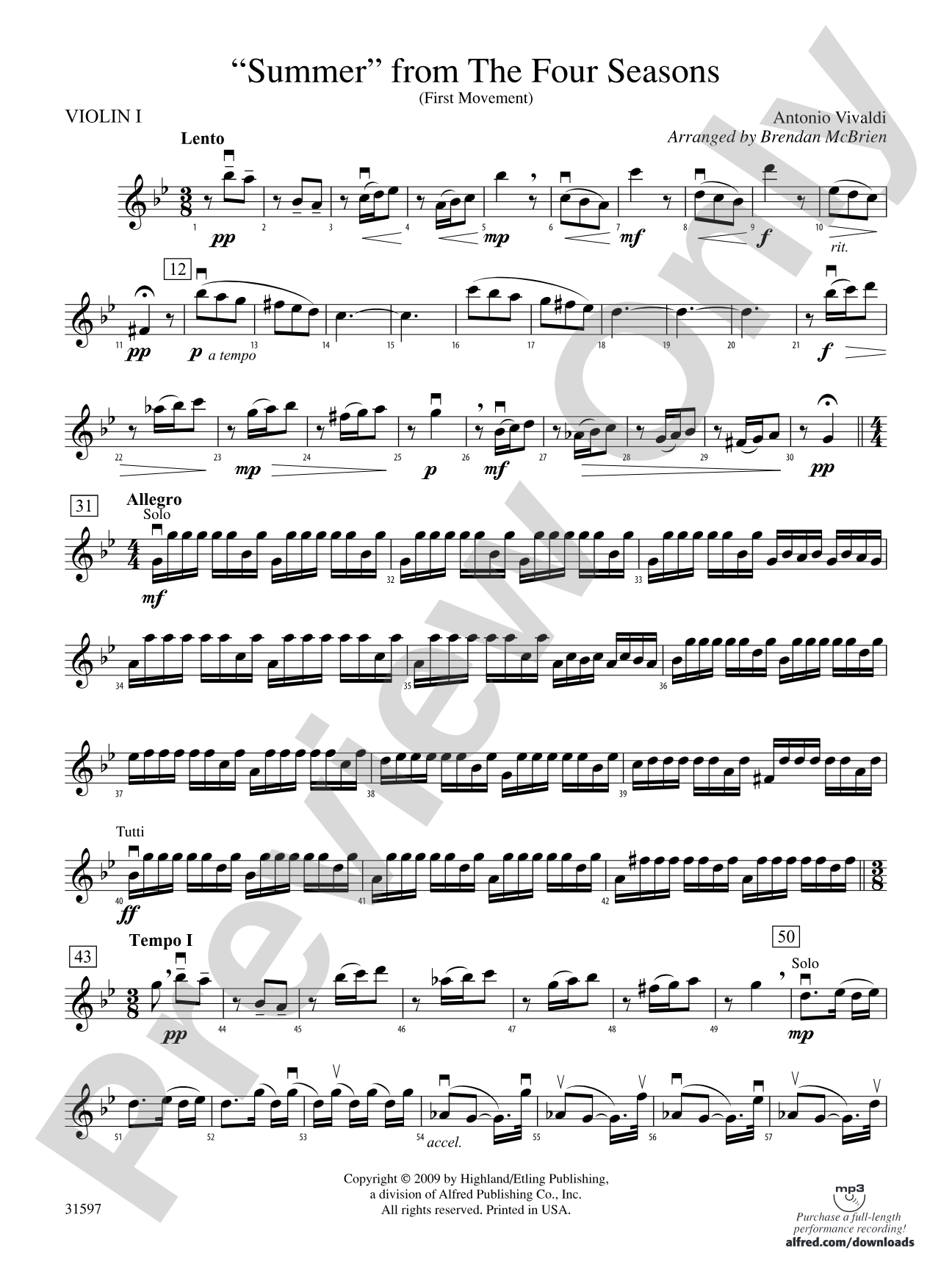 "Summer" from The Four Seasons: 1st Violin