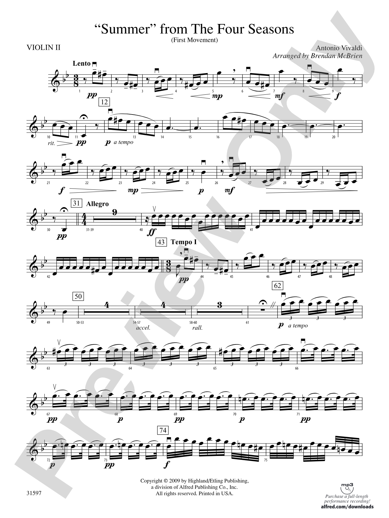 "Summer" from The Four Seasons: 2nd Violin