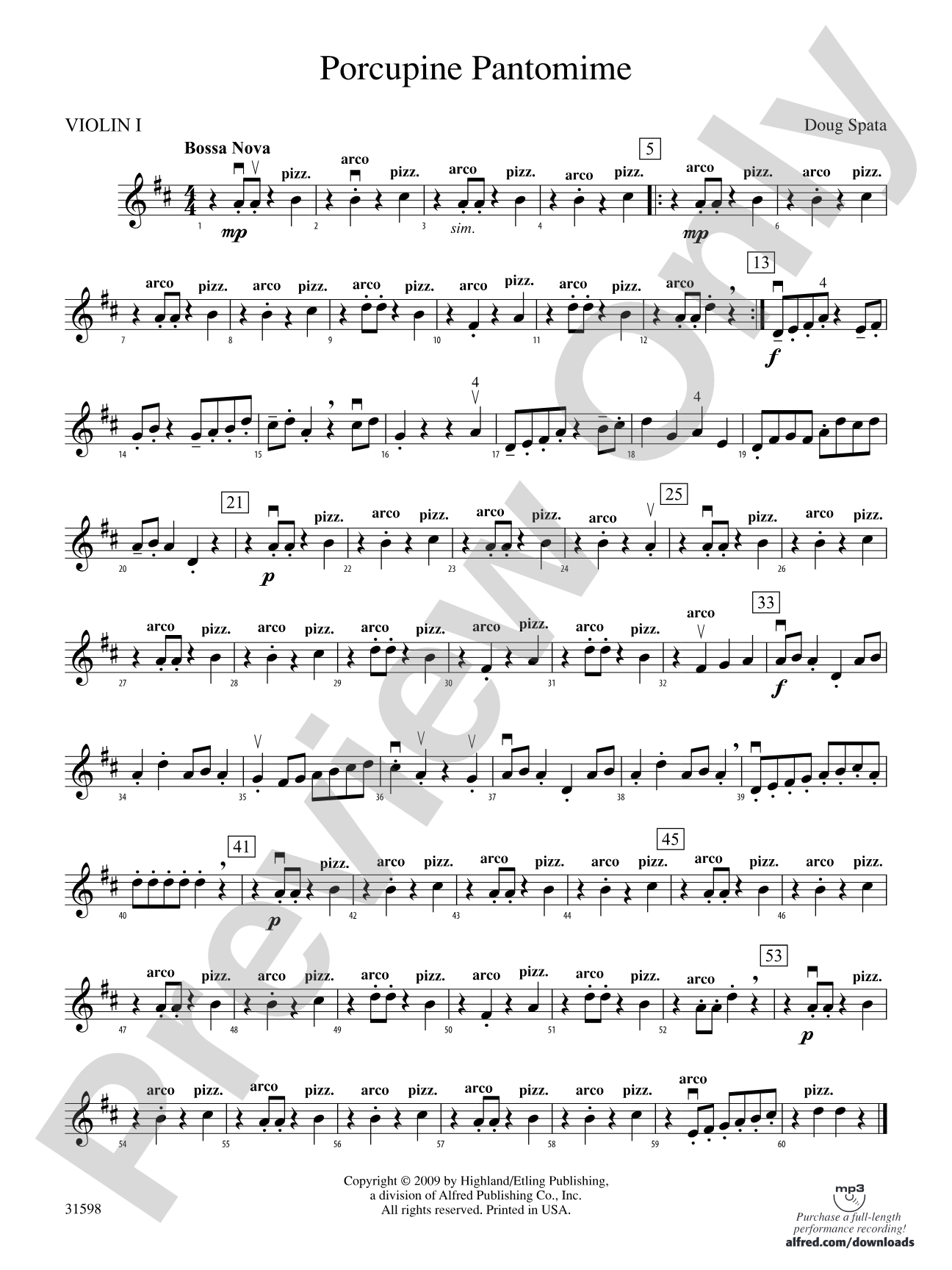 Porcupine Pantomime: 1st Violin