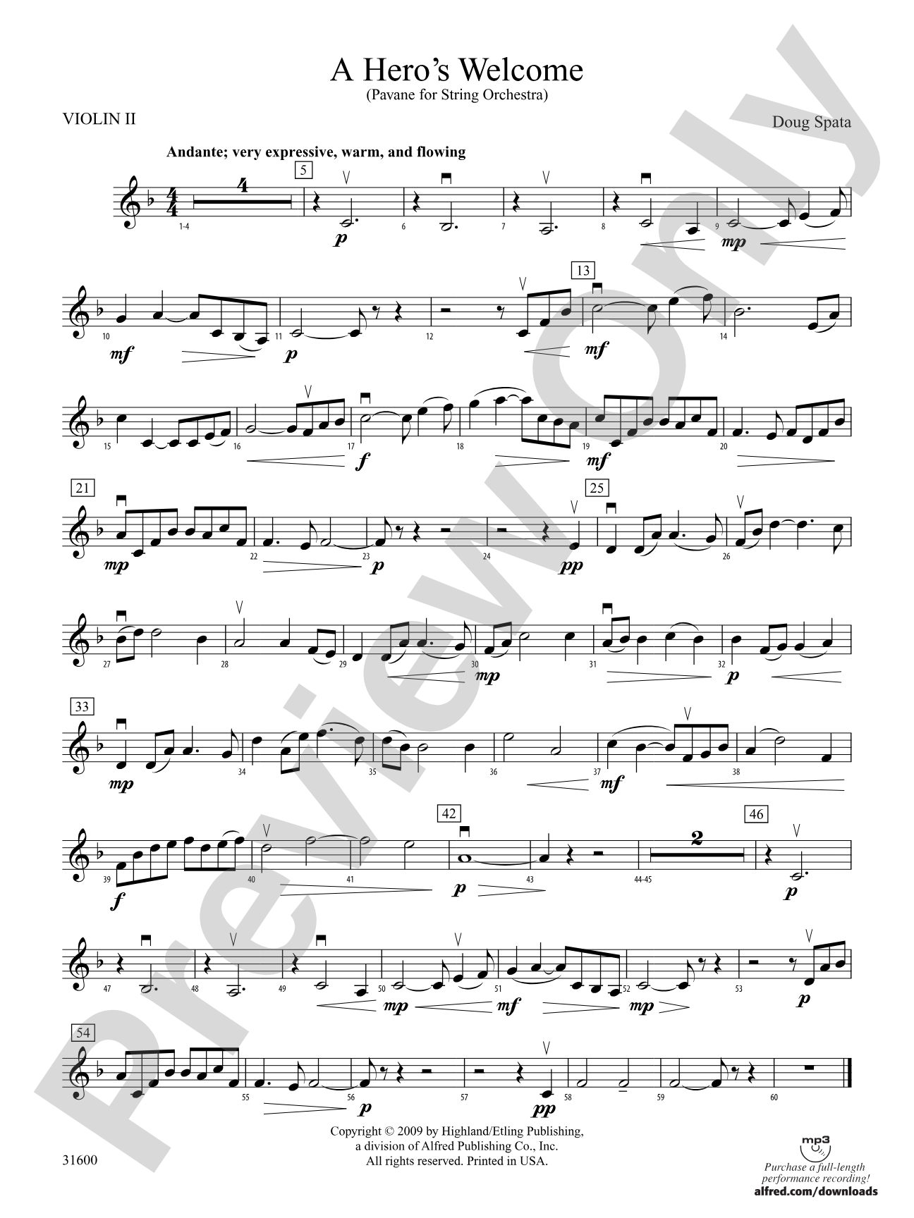 A Hero's Welcome: 2nd Violin