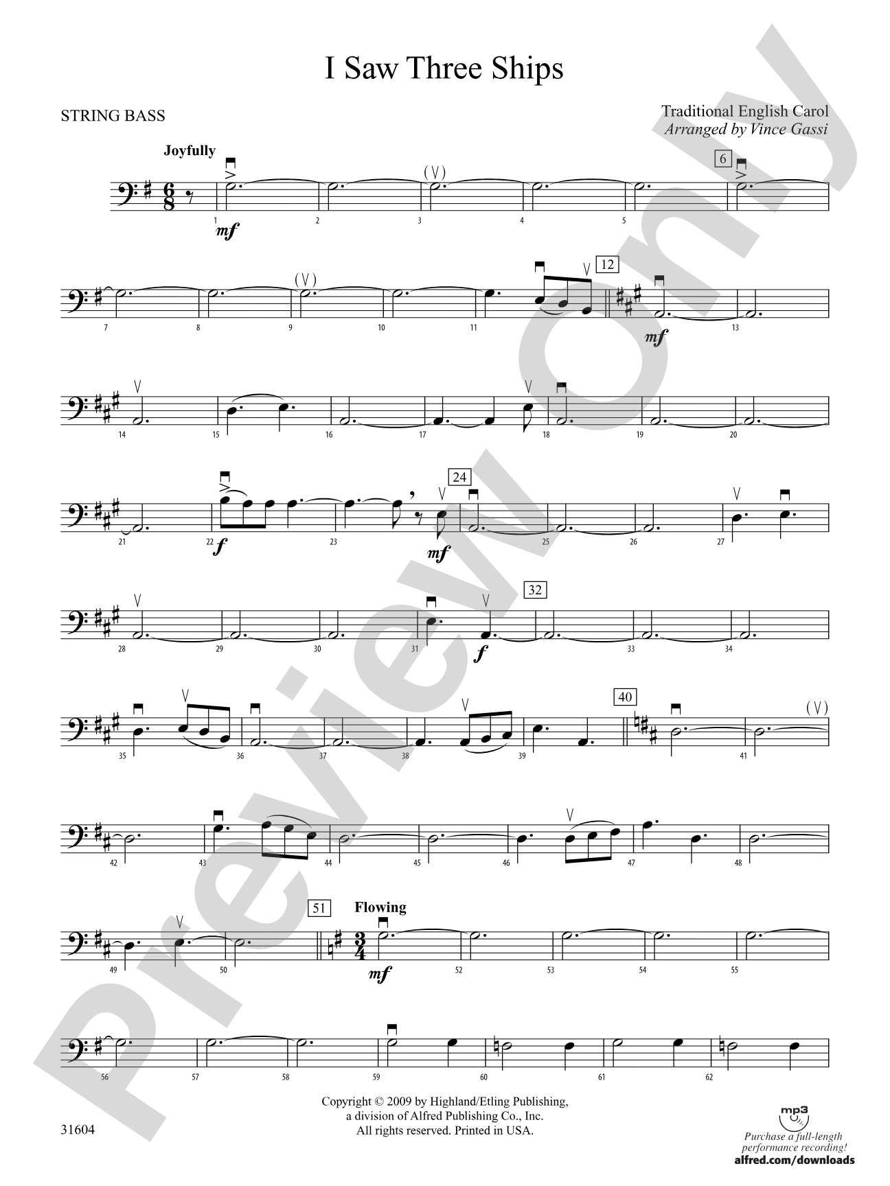 I Saw Three Ships: String Bass