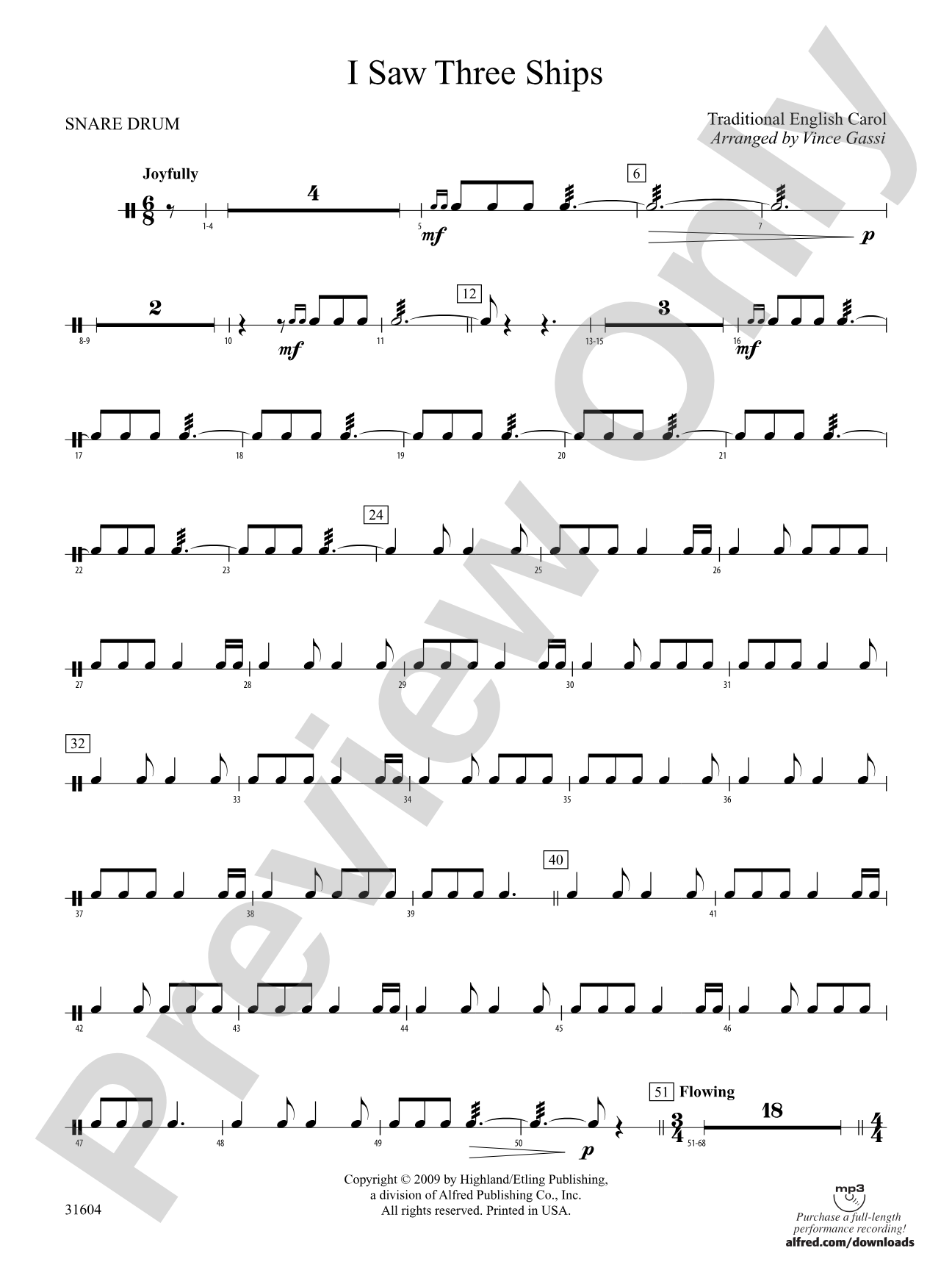 I Saw Three Ships: Snare Drum