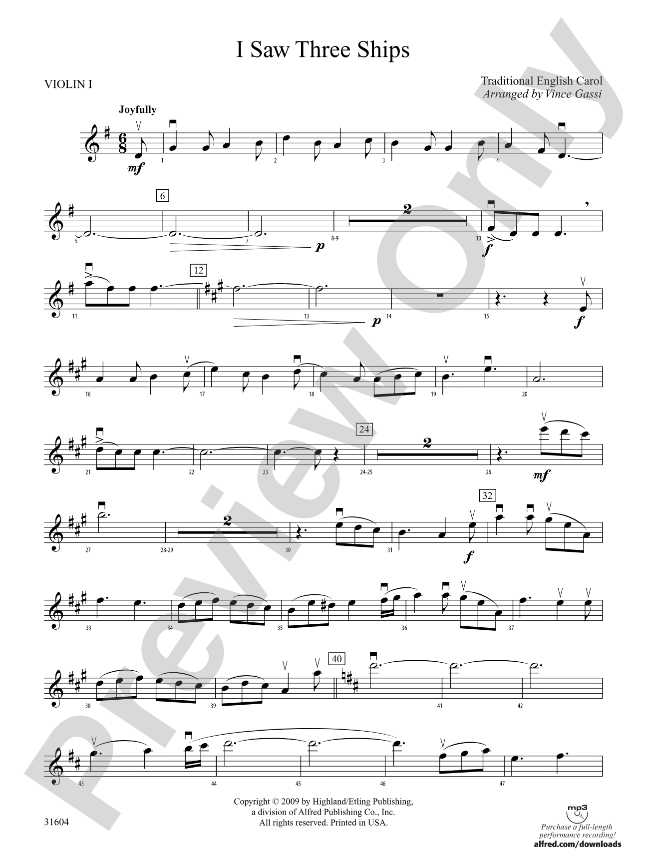 I Saw Three Ships: 1st Violin