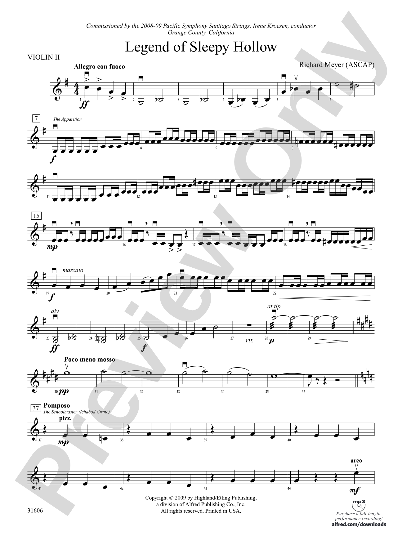 Legend of Sleepy Hollow: 2nd Violin