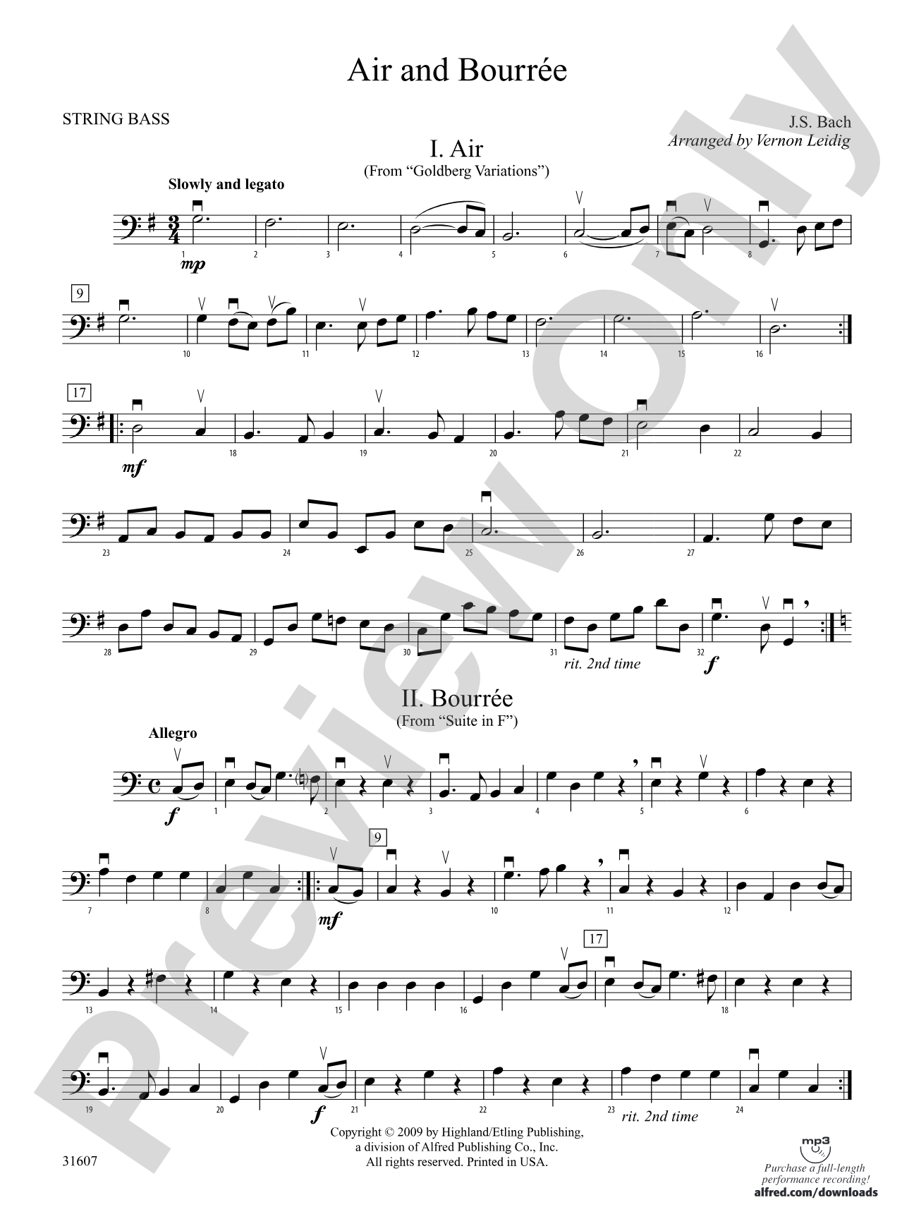 Air and Bourreé: String Bass