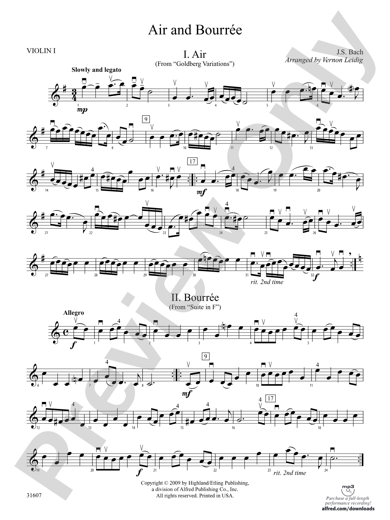 Air and Bourreé: 1st Violin
