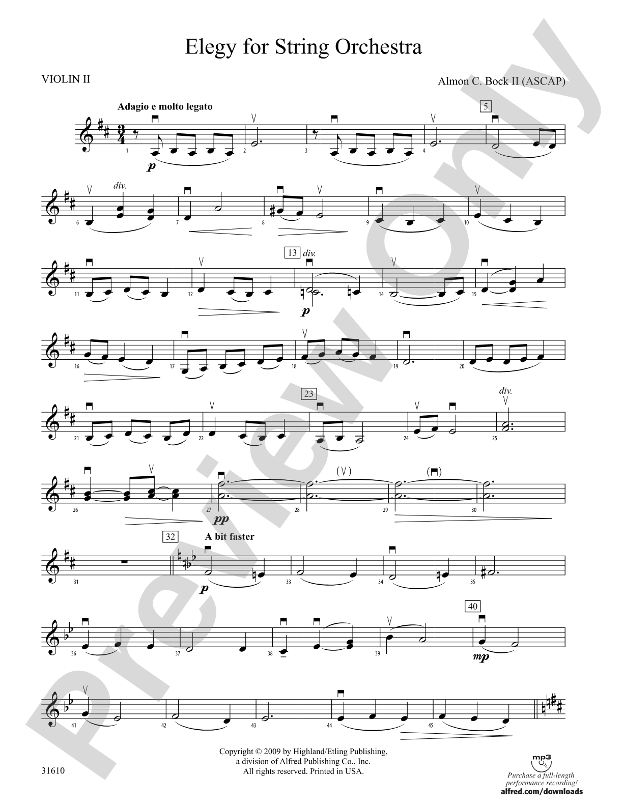 Elegy for String Orchestra: 2nd Violin