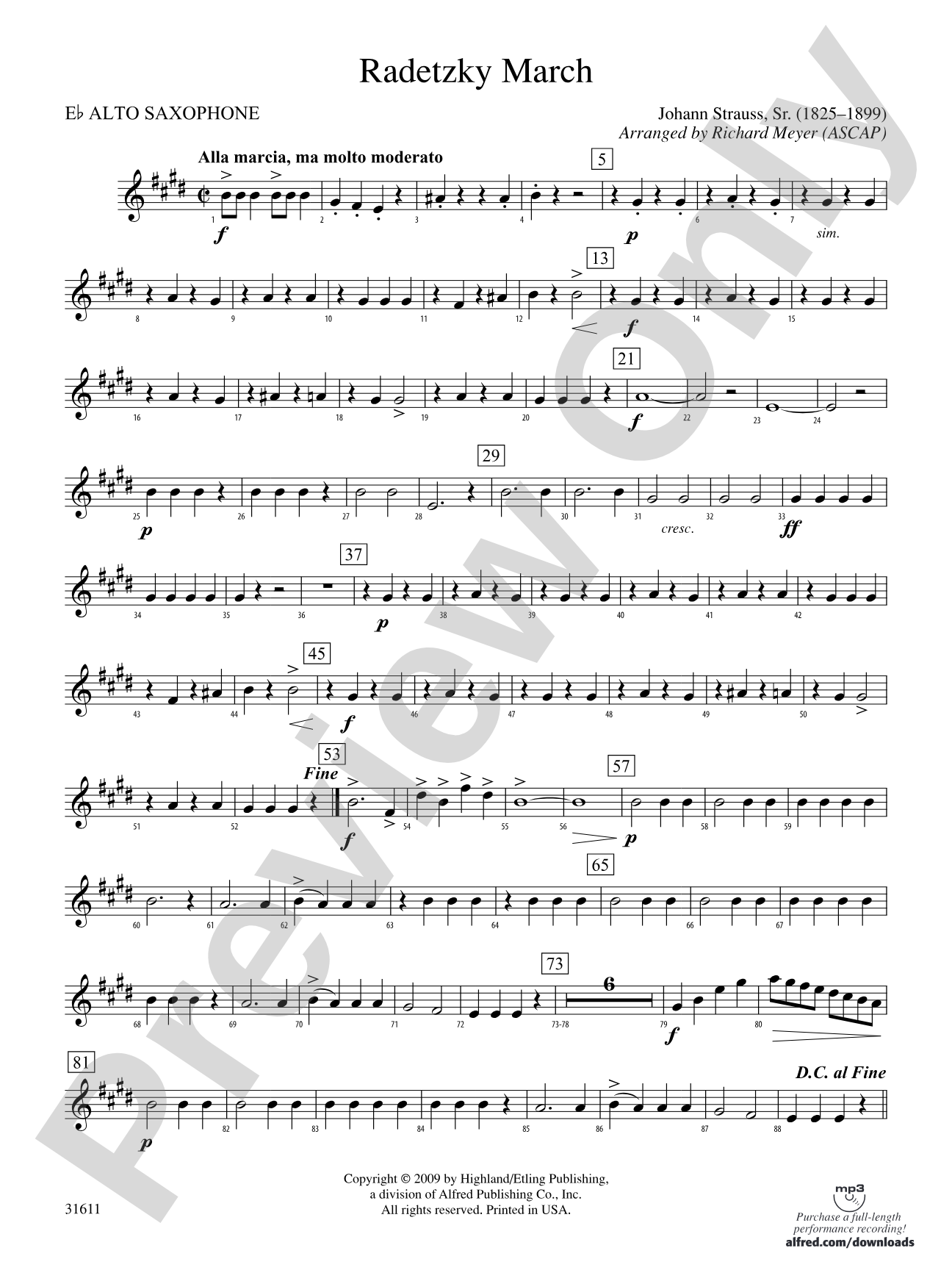 Radetzky March: E-flat Alto Saxophone